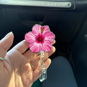 Hibiscus Flower Badge Reel – Tropical Floral ID Holder for Nurses, Teachers, Staff, Flower Nurse Badge Clip, Cute Spring, Accessory Gift