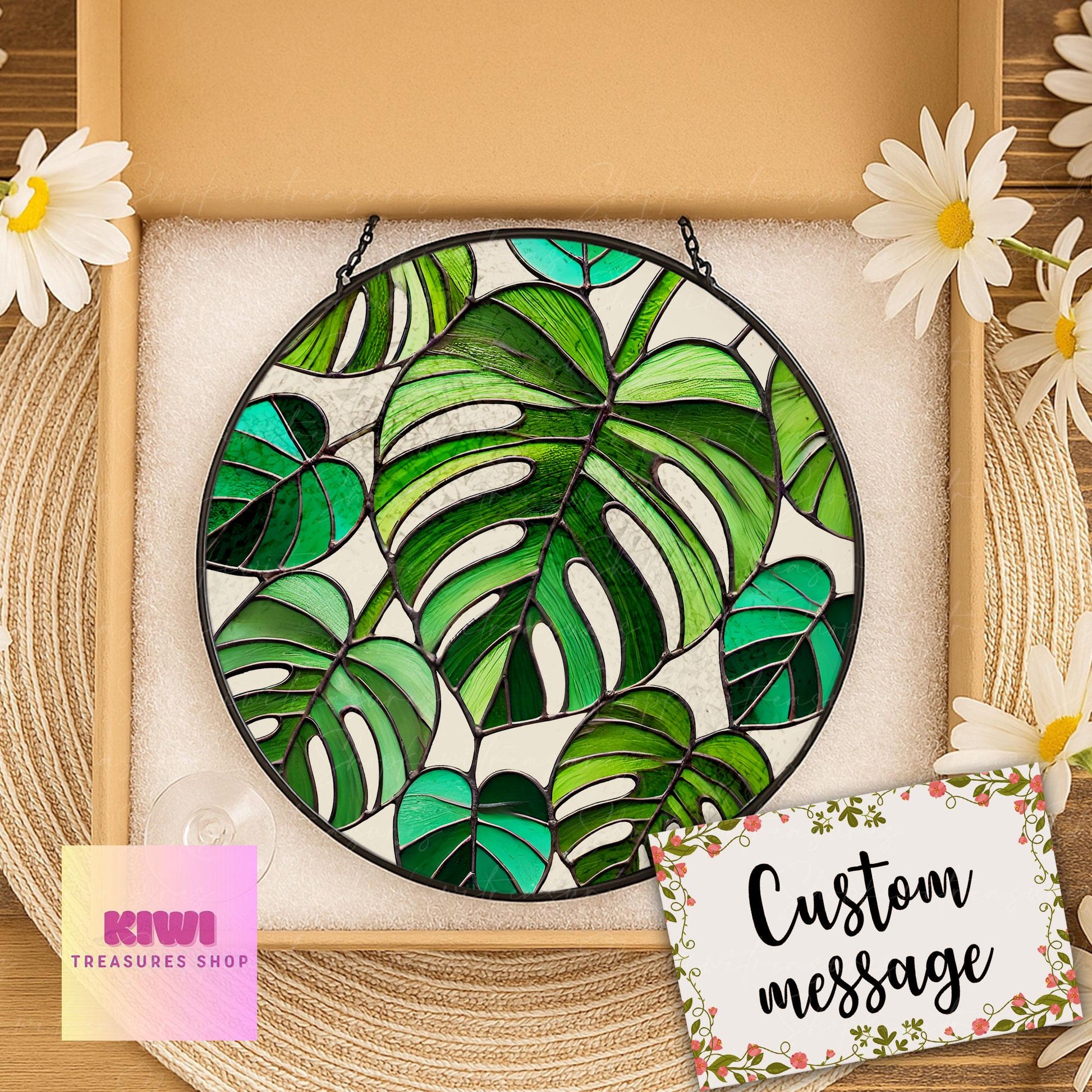 Mother's day gift set 2025- Monstera Plant GLASS Decor, Monstera Plant Lover Decor, Plant Lady Decor, Plant Mom Decor,Plant Suncatcher