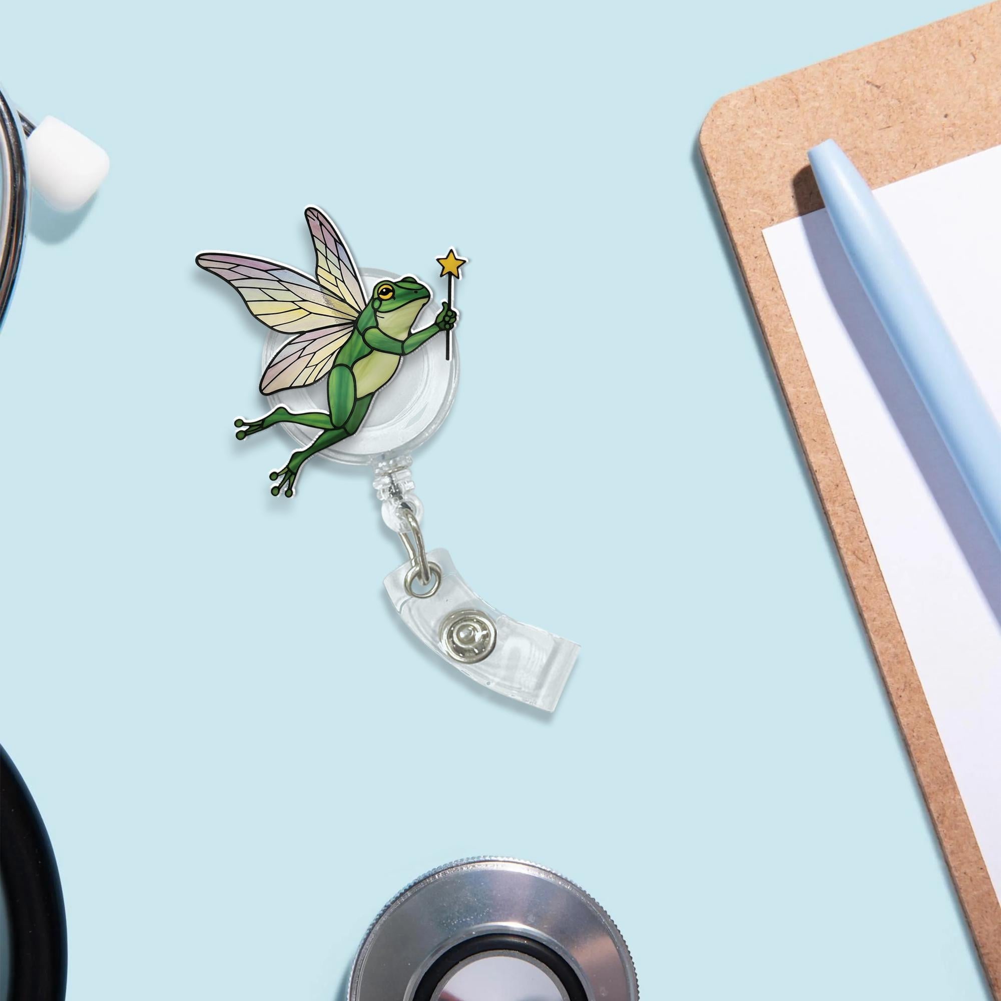 Fairy Frog Badge Reel, Green Frog Lover, RN ID Holder, Nurse Badge Gift, Funny Badge Reel, Gift For Nurse, Working Accessory, Frog Gift