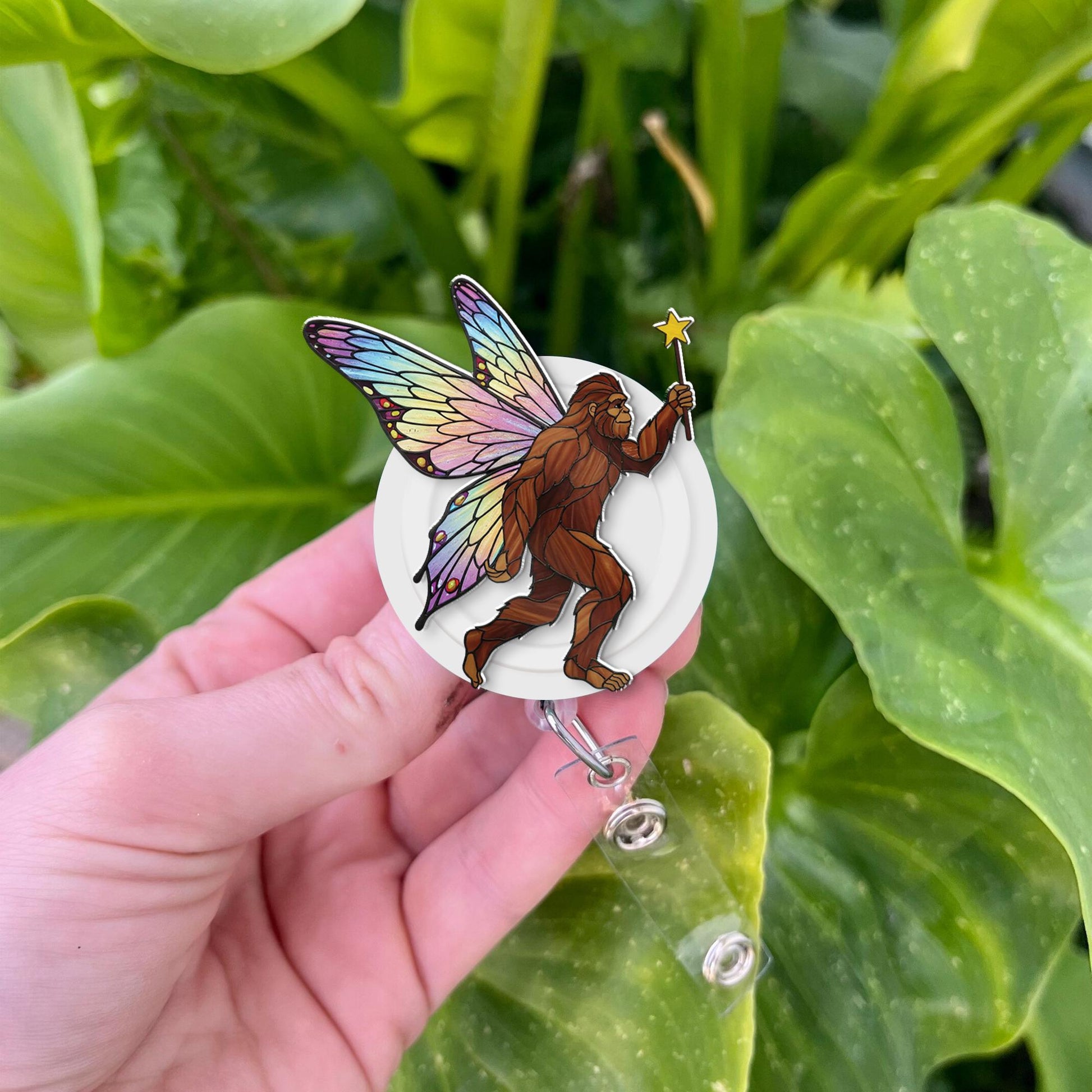 Fairy Sasquatch Badge Reel, Bigfoot Fan ID Holder, Funny Id Holder, RN ID Holder, Nurse Gift, Unique Gift, Co-worker Gift, Retractable Gift