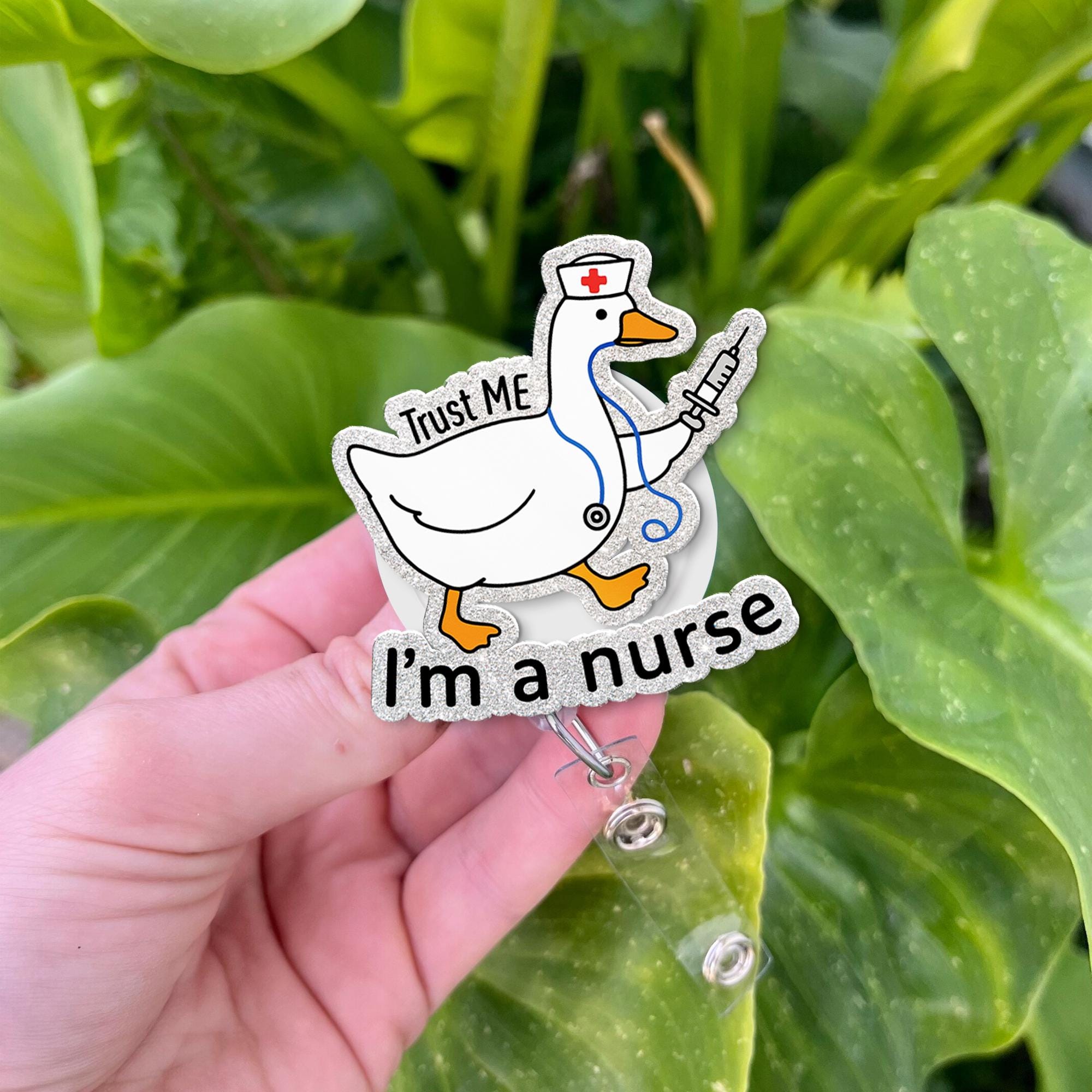 Silly Goose Nurse Badge Reel, Funny Medical ID Clip, Trust Me I'm a Nurse Gift, Goose Nurse Gift, RN Id Holder, Funny Gift For Nurse
