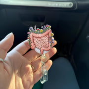 Floral Intestine Badge Reel, Cute Nurse Badge Reel, GI Nurse ID Holder, Medical Badge Reel, Funny Gift, Medical Worker Gift,Stocking Stuffer