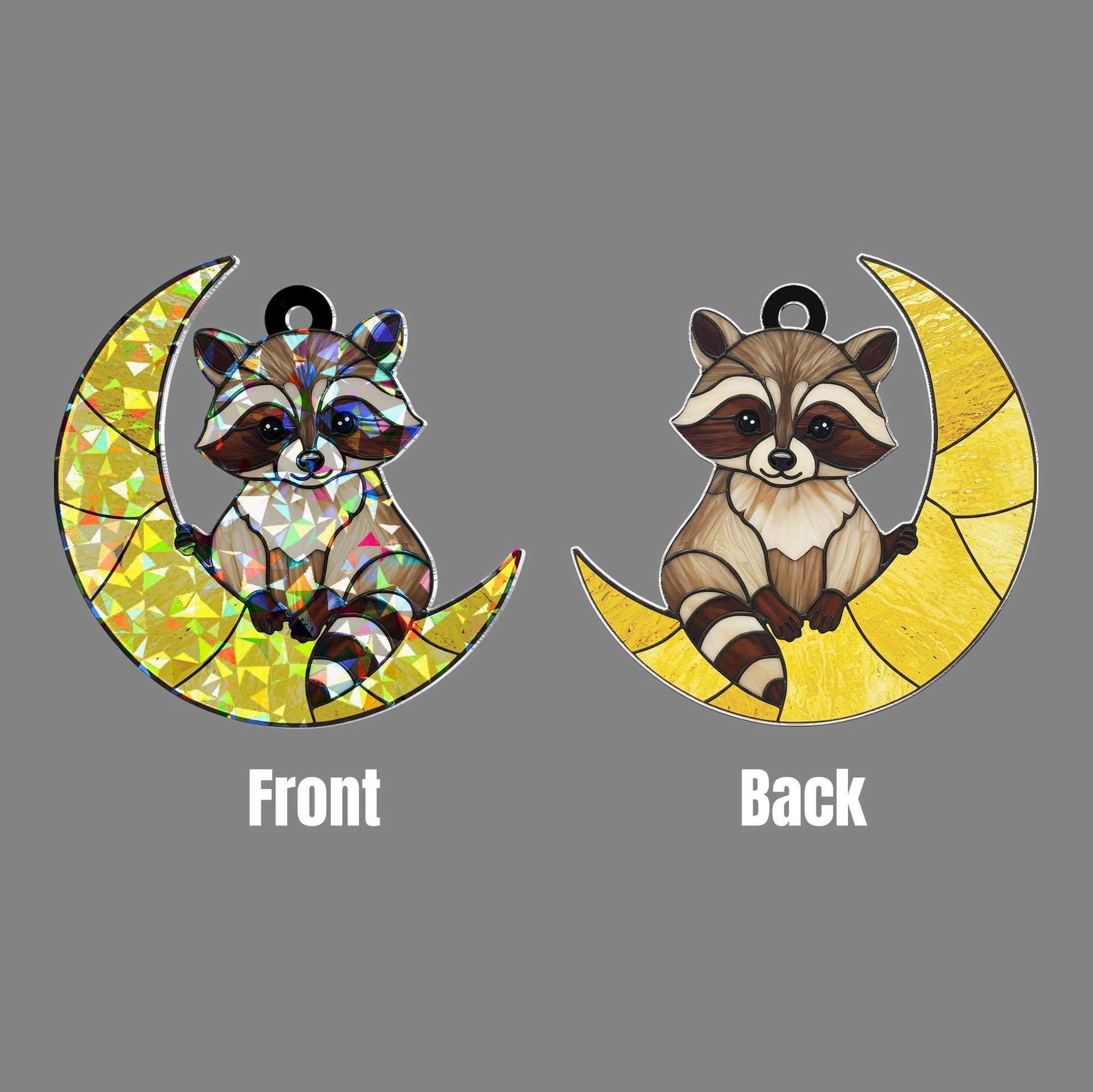 Raccoon On Moon Hologram Ornament, Raccoon ACRYLIC Window Hanging, Gift for Raccoon Lover, Moon Decor, Raccoon Gift, Raccoon Home Decor