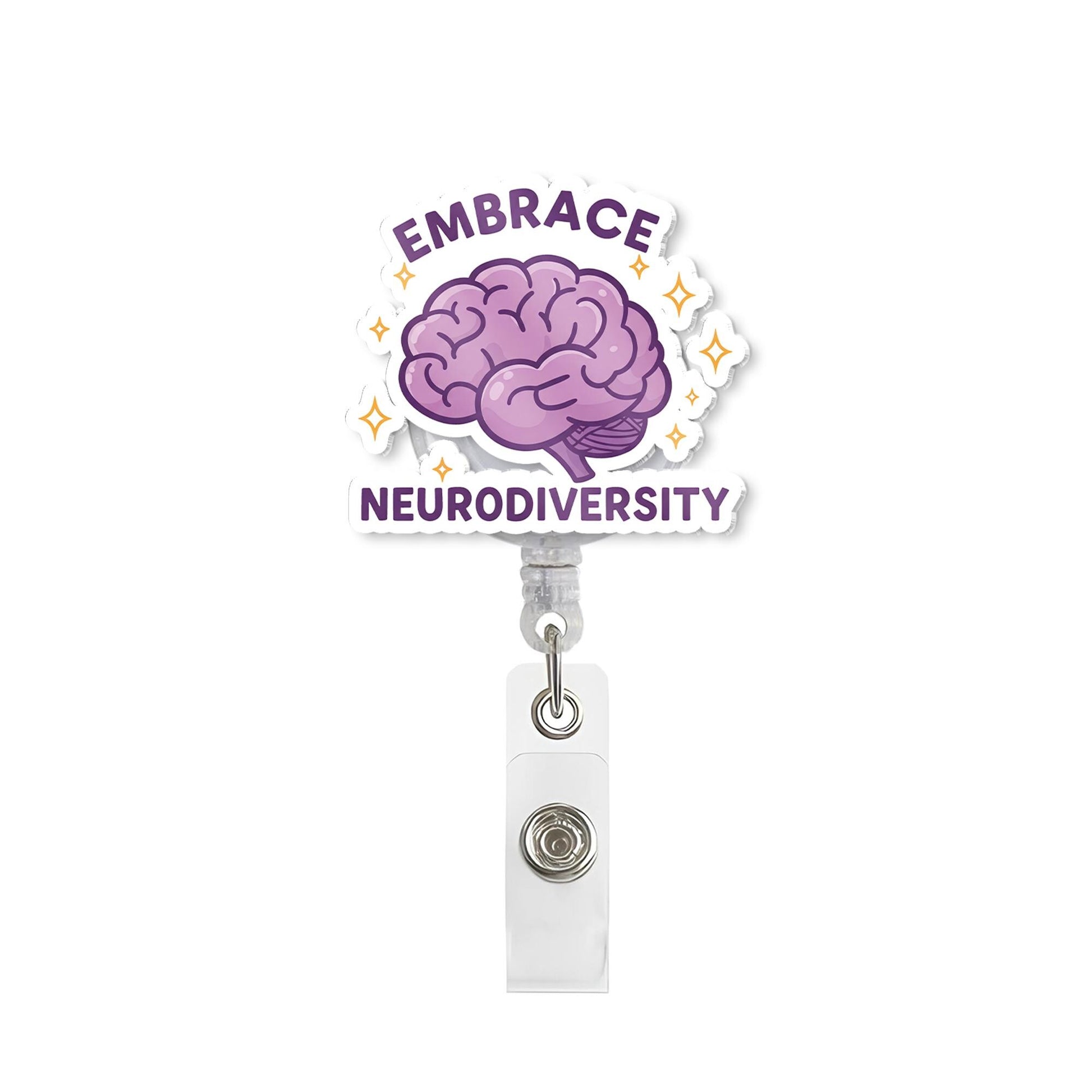 Embrace Neurodiversity Badge Reel - Cute Brain Design ID Holder for Teachers, Therapists, Nurses, and Advocates, Funny Badge Reel
