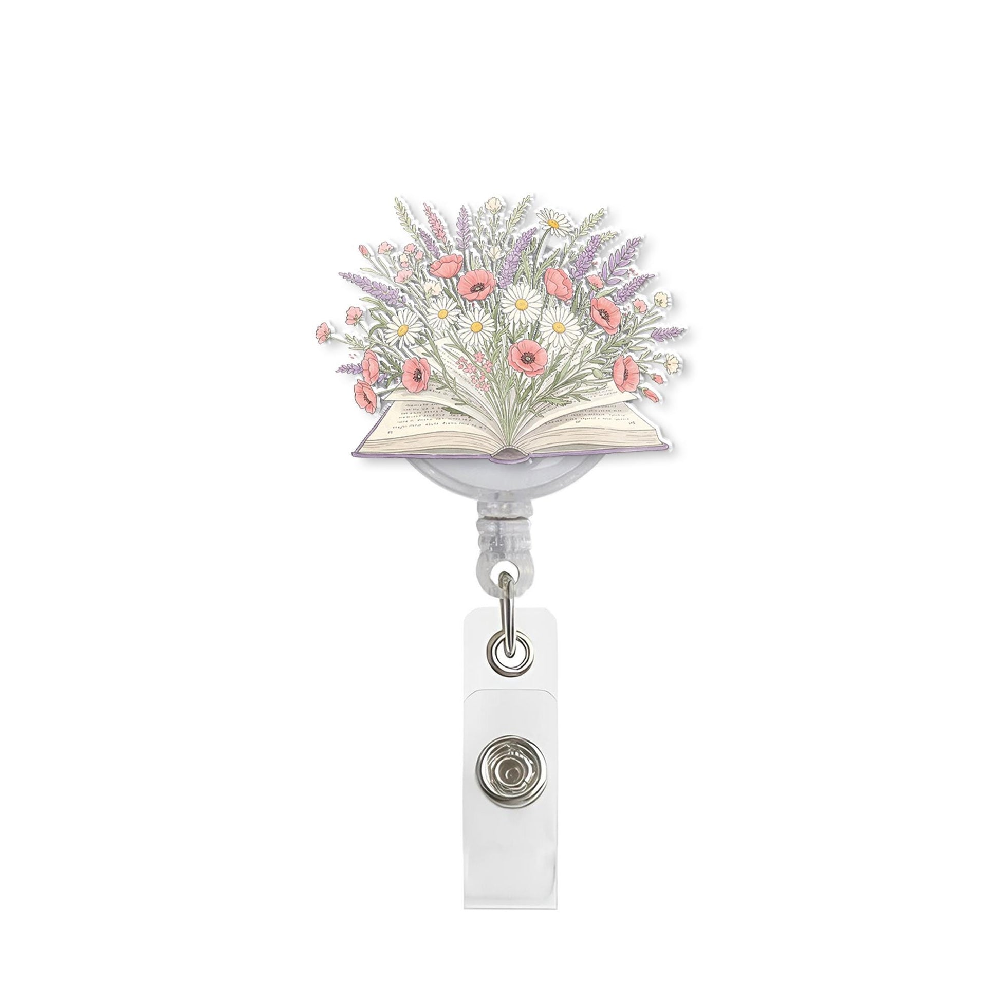 Nurse Badge Reels, Boho Badge Clips, ID Holder, Floral Book Badge Reels, Nurse Badges, Book Lover Badge Reels, Bookish Lover Gift, Flowers