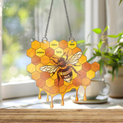 Personalized Bee Honeycomb Acrylic Ornament, Custom Name Window Hanging, Nana's Hive Grandma Gift, Dripping Honey Decor, Mother's Day