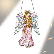 Guardian Angel with Orange Cat – Holographic Acrylic Suncatcher Gift for Cat Mom, Cat Lover Decor, Cat Mama Gift, Cat Memorial,Pet Loss Gift