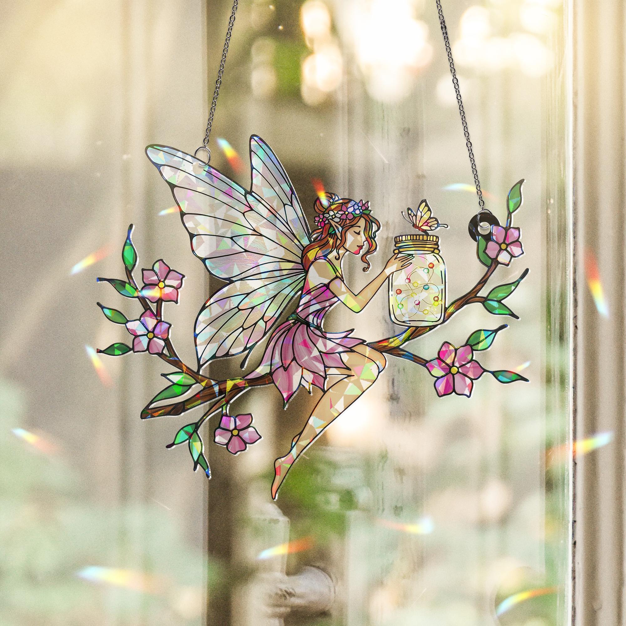 Fairy Hologram Ornament, Butterfly Fairy Flower Window Decor Ornament Gift For Mom Daughter Gift Fairies Lover Gift On Birthday Home Decor