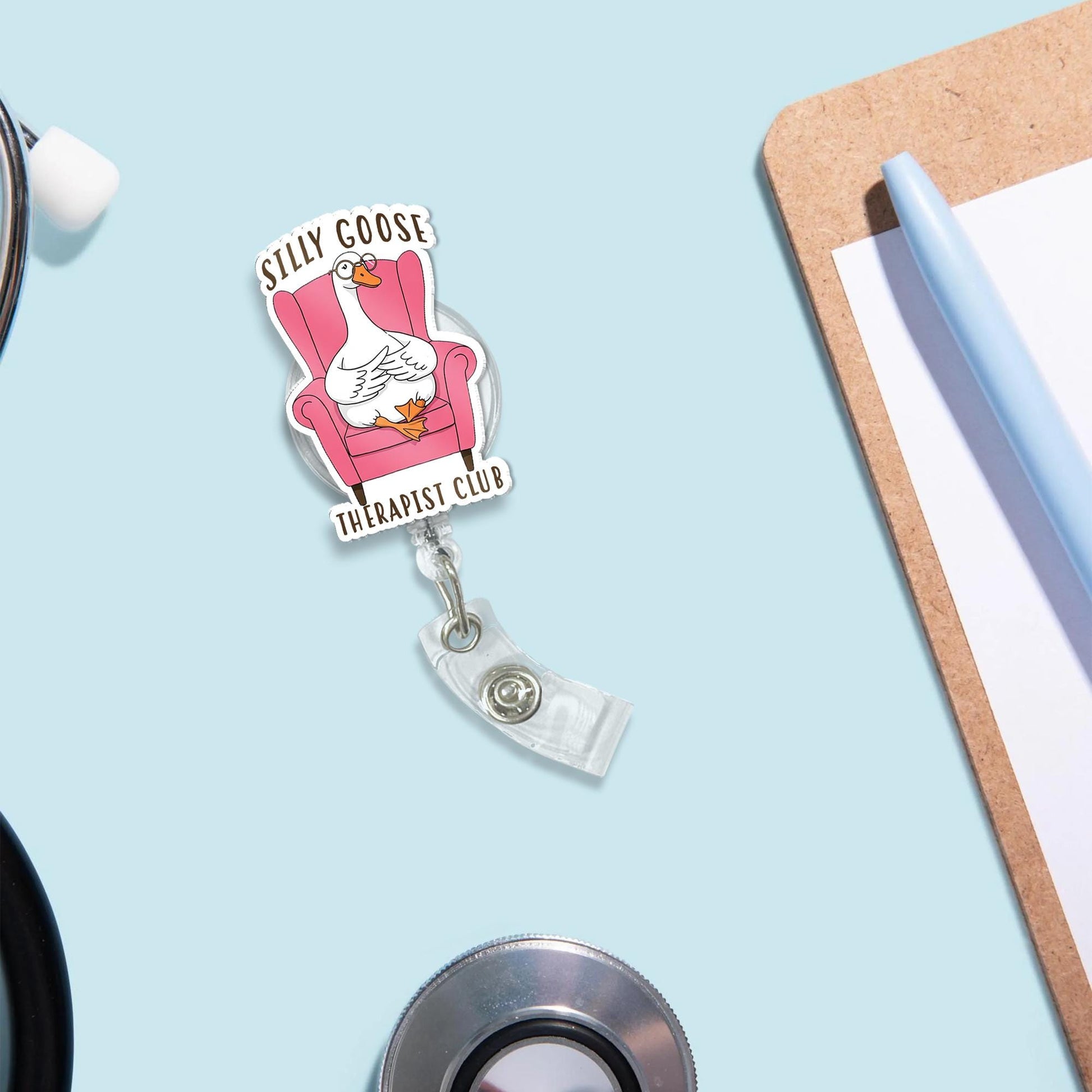 Silly Goose Therapist Club Badge Reel, Aba Bcba Sped Badge holder, Therapist Gift, Funny Goose Badge, Silly Goose Lover Gift, Team Therapist