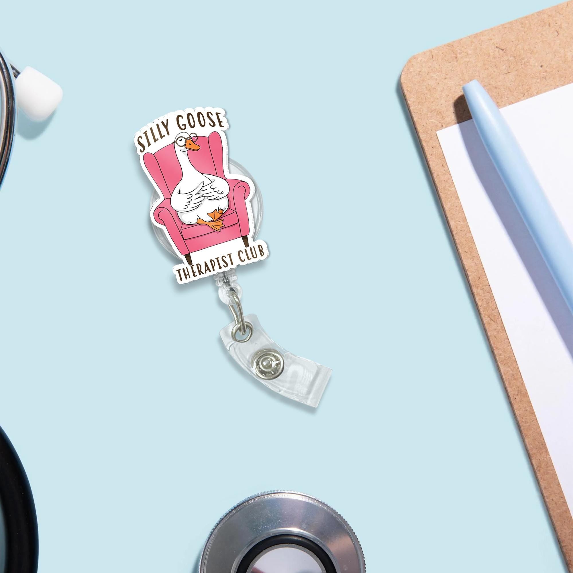 Silly Goose Therapist Club Badge Reel, Aba Bcba Sped Badge holder, Therapist Gift, Funny Goose Badge, Silly Goose Lover Gift, Team Therapist