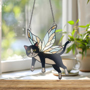 Tuxedo Cat Fairy Acrylic Suncatcher, Cat Lover Gift, Whimsical Cat Window Hanging, Magical Cat Decor, Fairy Cat Ornament