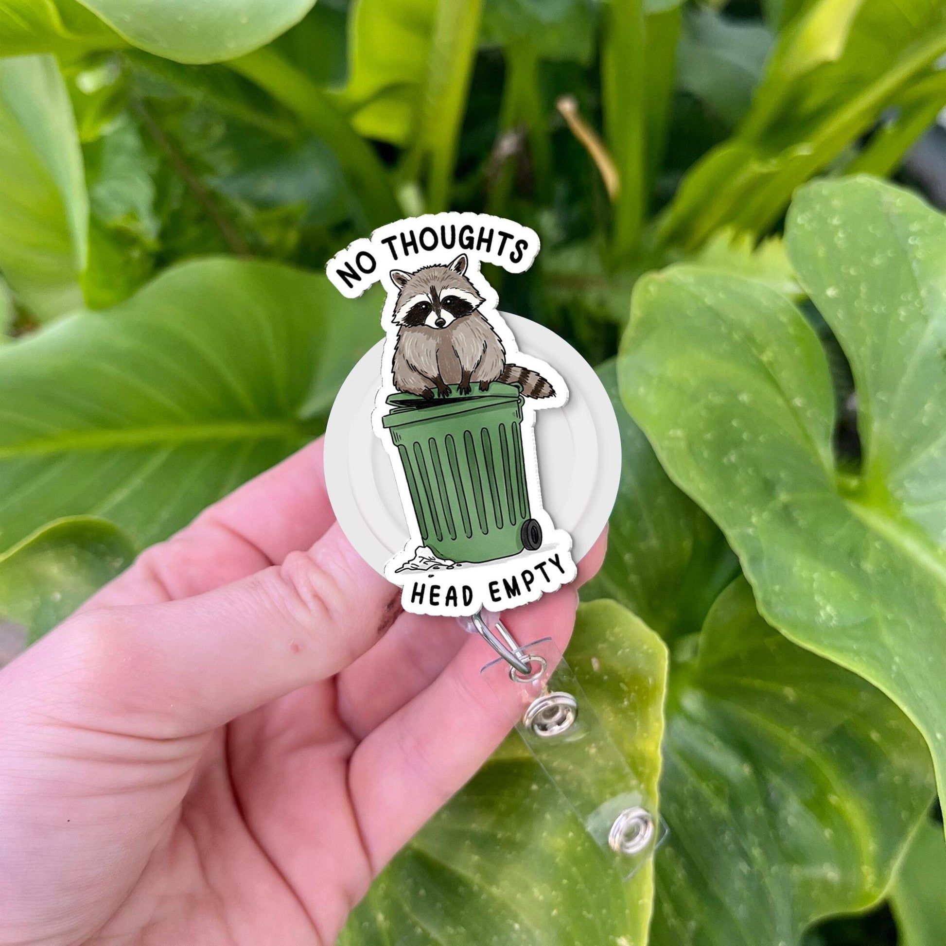 Funny Raccoon Badge Reel, No Thoughts Head Empty, Trash Panda ID Clip, Funny RN id Holder, Funny Lanyard, Working Accessories Gift
