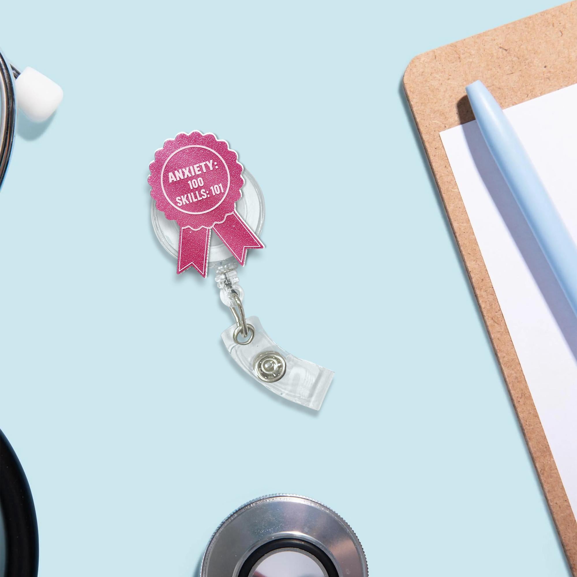 Anxiety 100 Skills 101 Badge Reel, Funny Nurse Badge Reel, RN ID Holder, Anxiety Nurse Gift, Funny Nurse Crew, Trauma Nurse Badge,Funny Gift