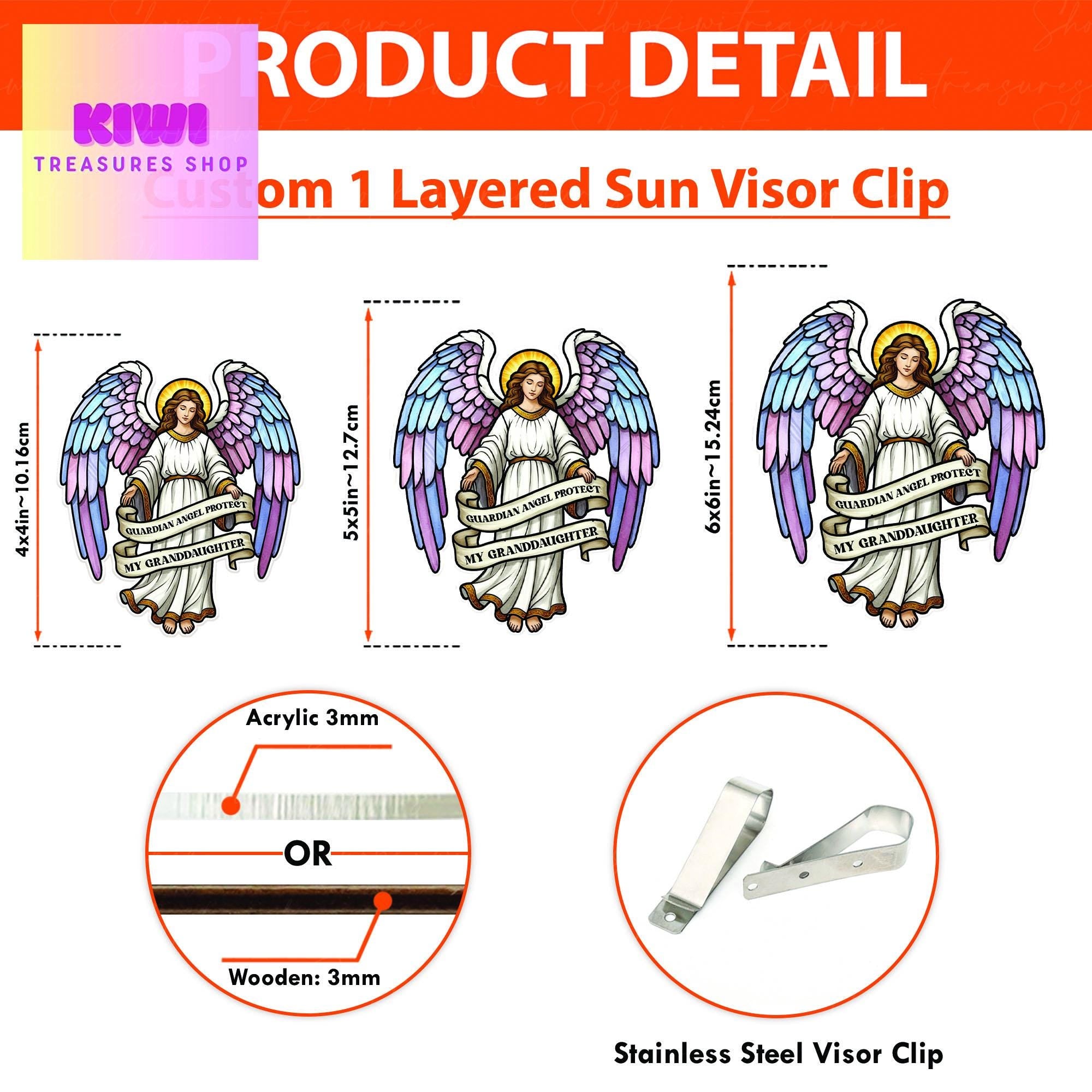 Guardian Angel Protect my granddaughter Visor Clip, Inspirational Car Accessory, Safety for New Drivers, Granddaughter gift