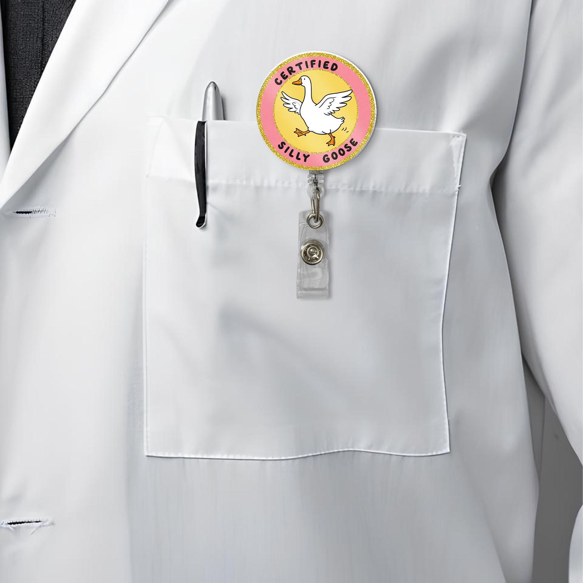 Certified Silly Goose Badge Reel, Funny Goose Nurse, RN ID Holder, Co-worker Gift, Funny Nurse Gift, Stocking Stuffer, Goose Lover Gift