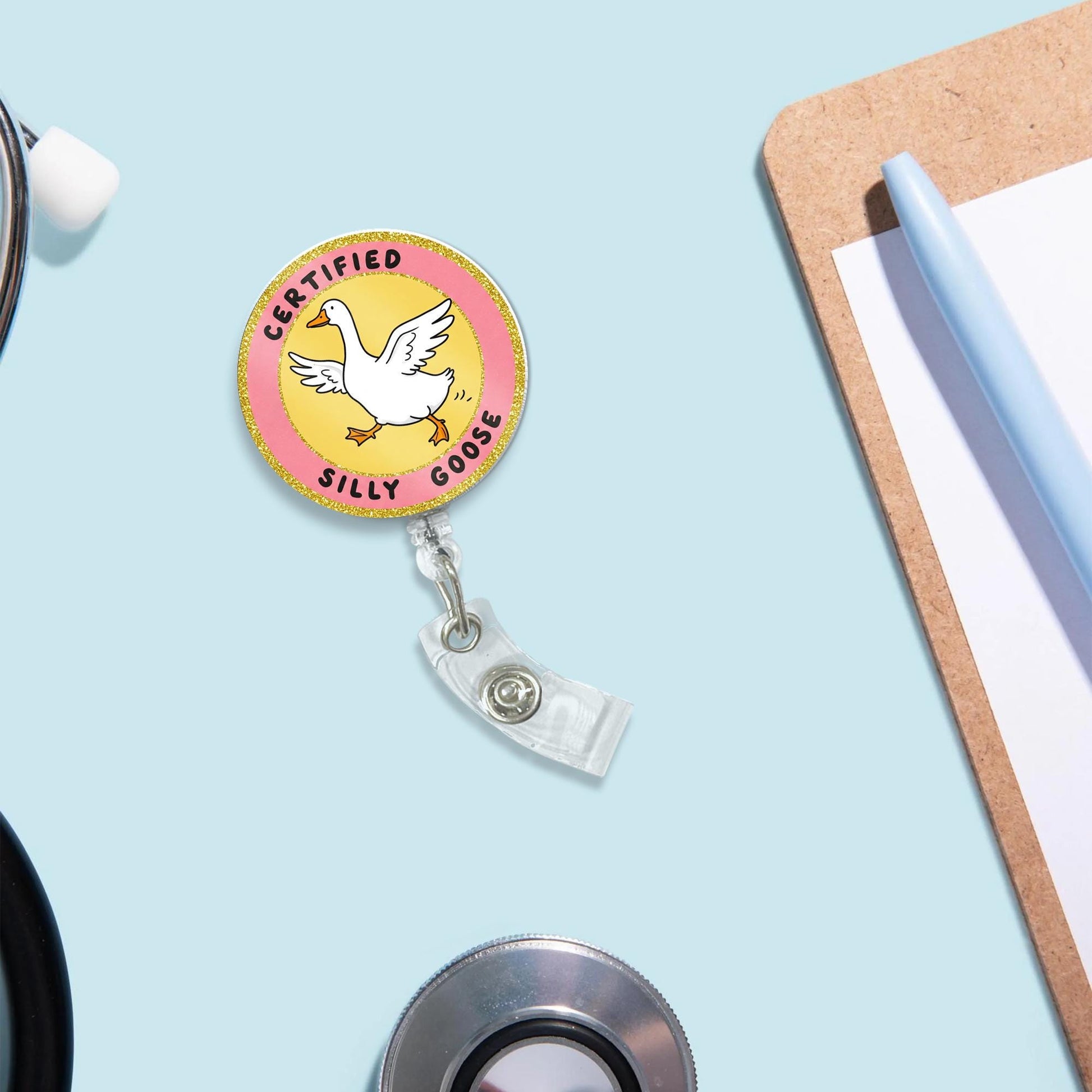 Certified Silly Goose Badge Reel, Funny Goose Nurse, RN ID Holder, Co-worker Gift, Funny Nurse Gift, Stocking Stuffer, Goose Lover Gift