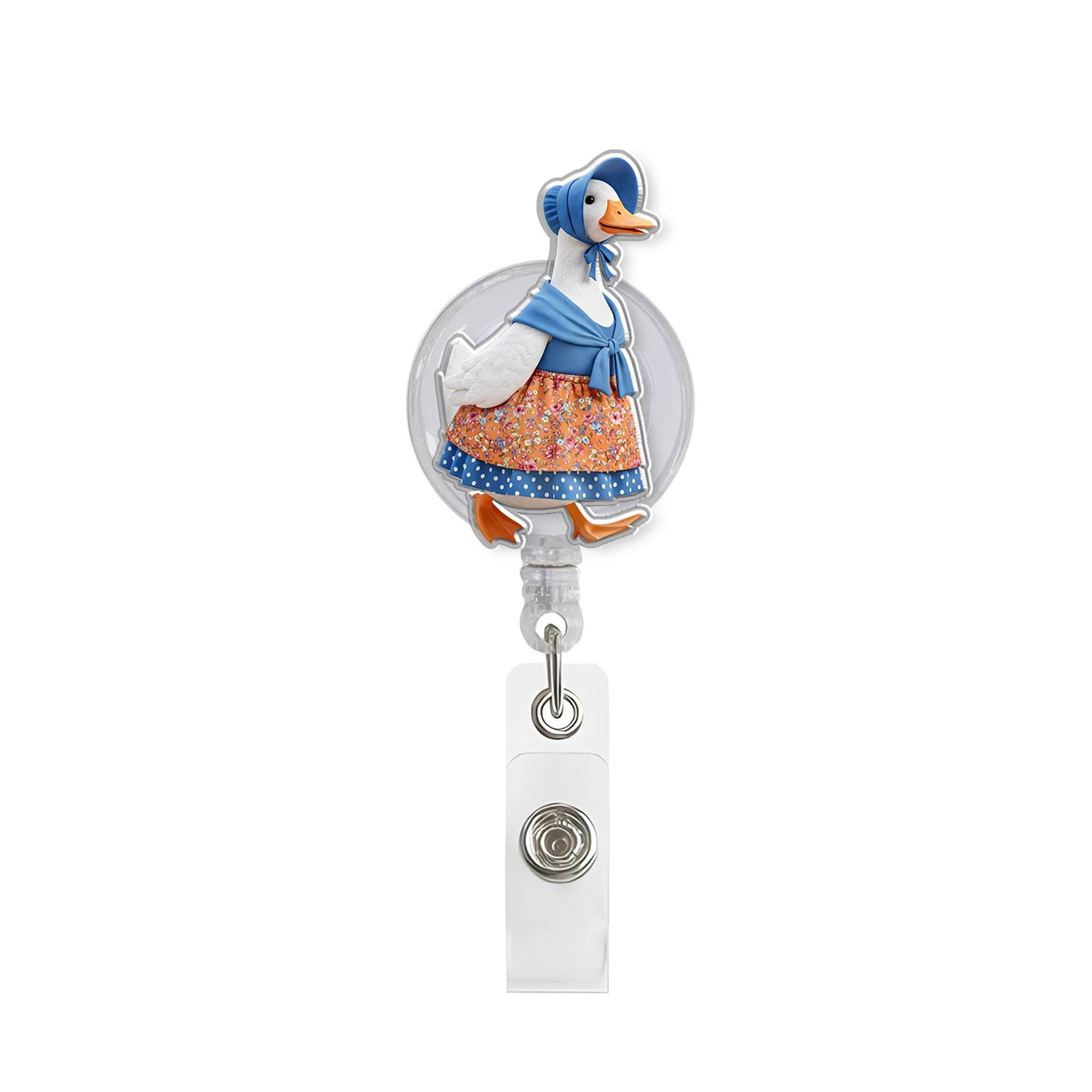 Mama Goose Badge Reel Cute Duck Story Book, ID Holder Gift, Whimsical Mom Teacher Nurse Gift, Pediatric Office Accessory Funny, Mother's Day