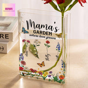 Personalized Acrylic Book Vase – Birth Month Flower Gift for Mom or Grandma, Mother’s Day Book Lover Keepsake, mom gift 2025