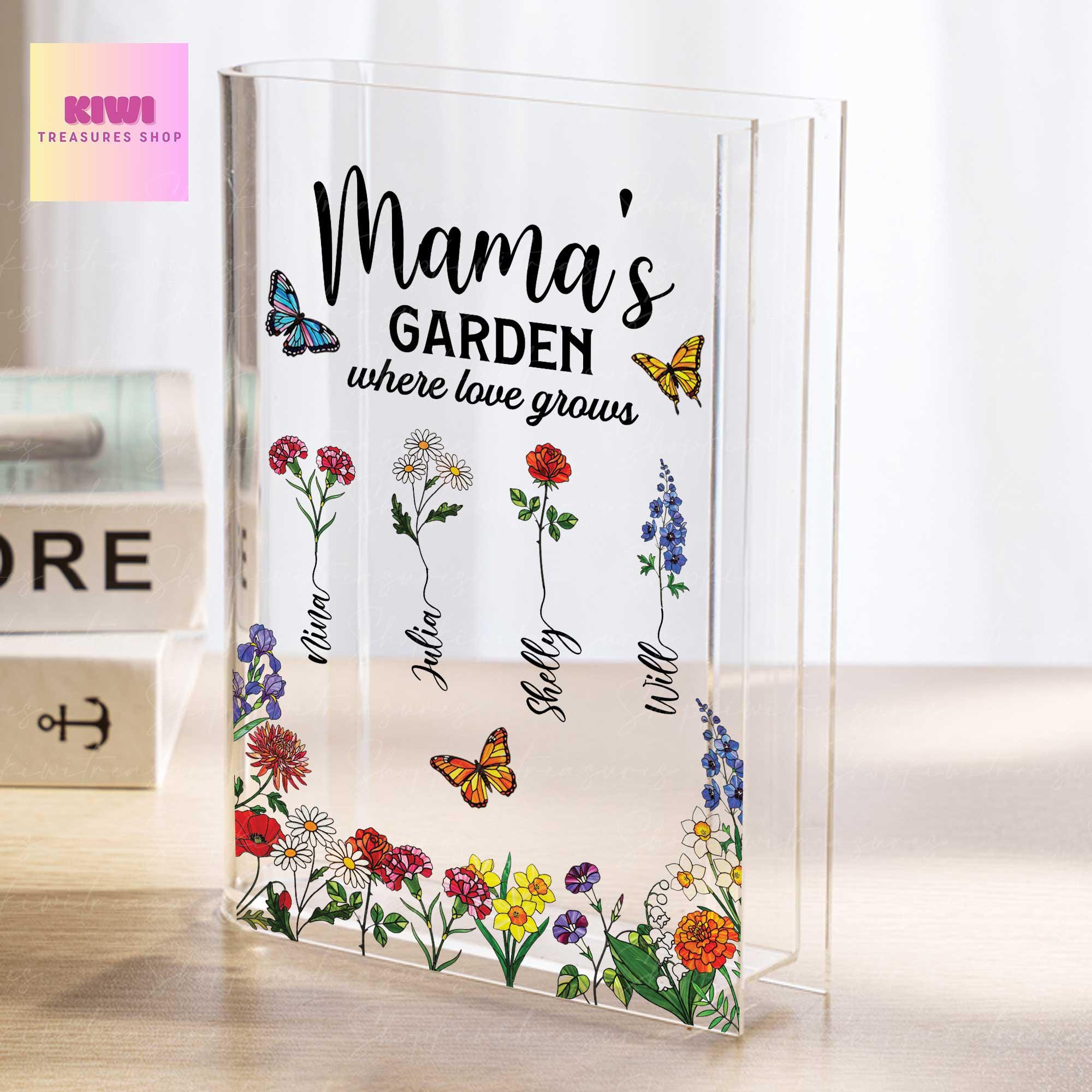 Personalized Acrylic Book Vase – Birth Month Flower Gift for Mom or Grandma, Mother’s Day Book Lover Keepsake, mom gift 2025