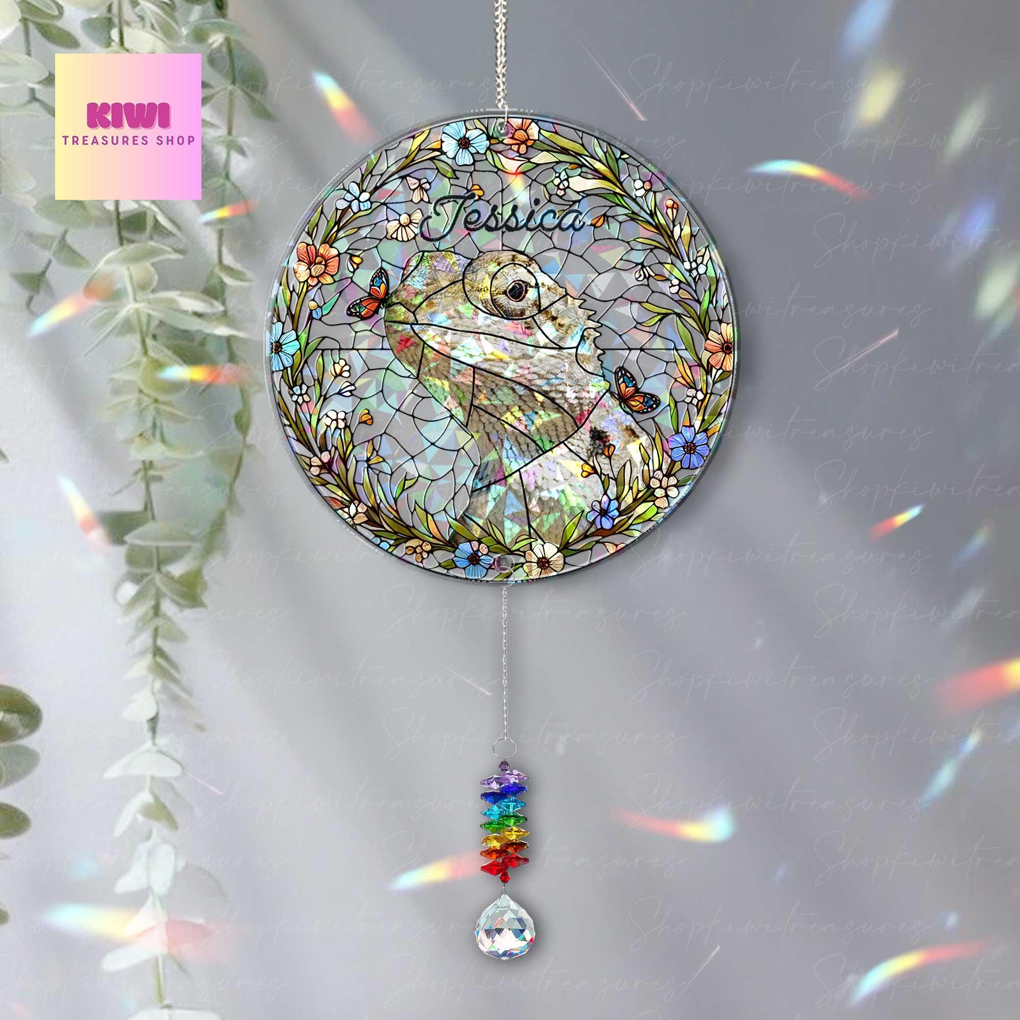 Bearded Dragon Memorial Suncatcher | Custom Pet Reptile Gift | Hologram Lizard Window Hanging | Mother's Day Gift for Pet Mom
