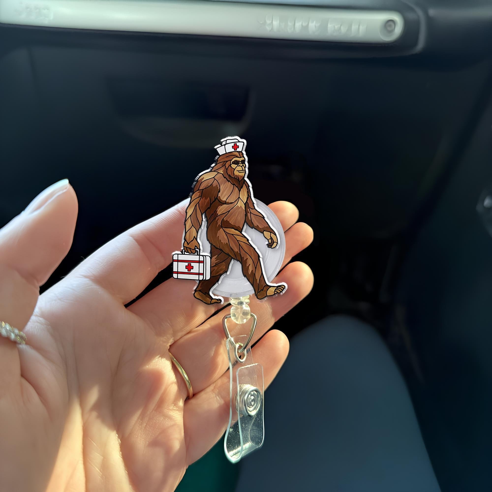 EMS Bigfoot Nurse Badge Reel, Funny Ems Emt Gift, Ems Crew Badge, Bigfoot Lover Gift, RN id Holder, ED Nurse Gift, Gift For Nurse, Emt Gift