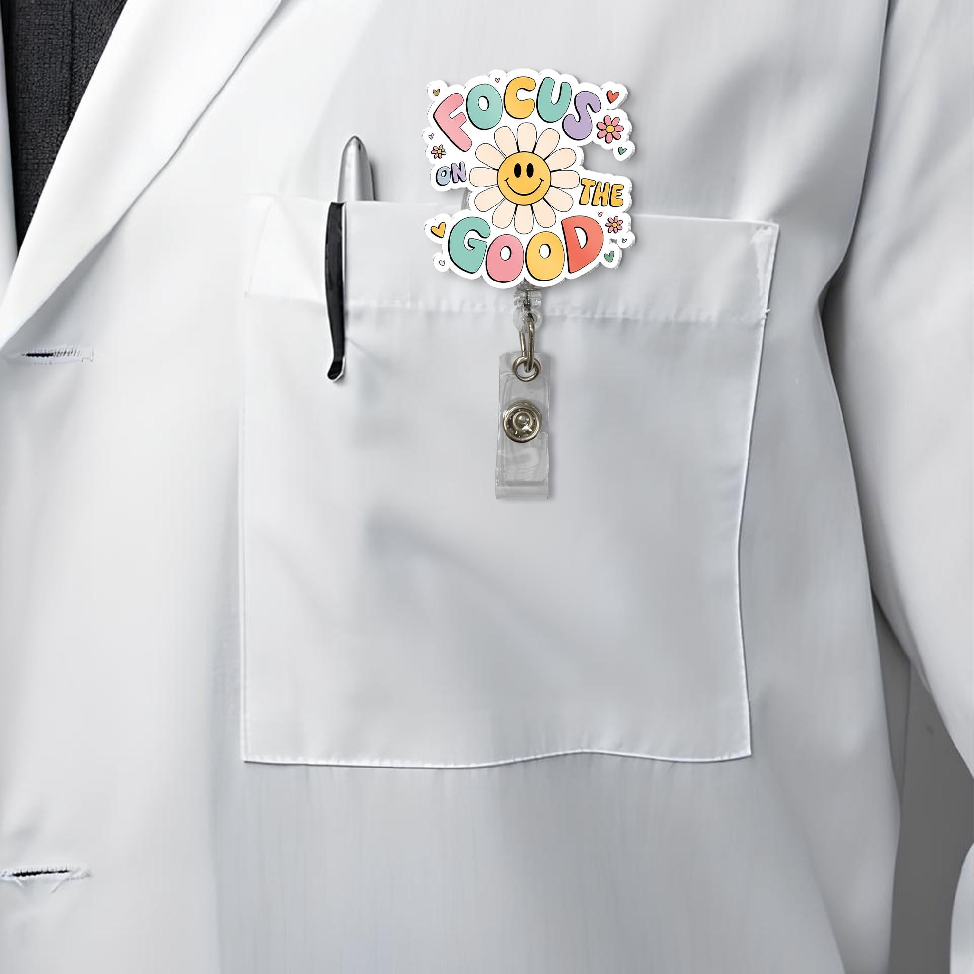 Focus On The Goode Badge Reel, Positivity Badge Reel, Mental Health Badge, RN Nurse Id Holder, inspirational Badge ID holder, Nurse Support