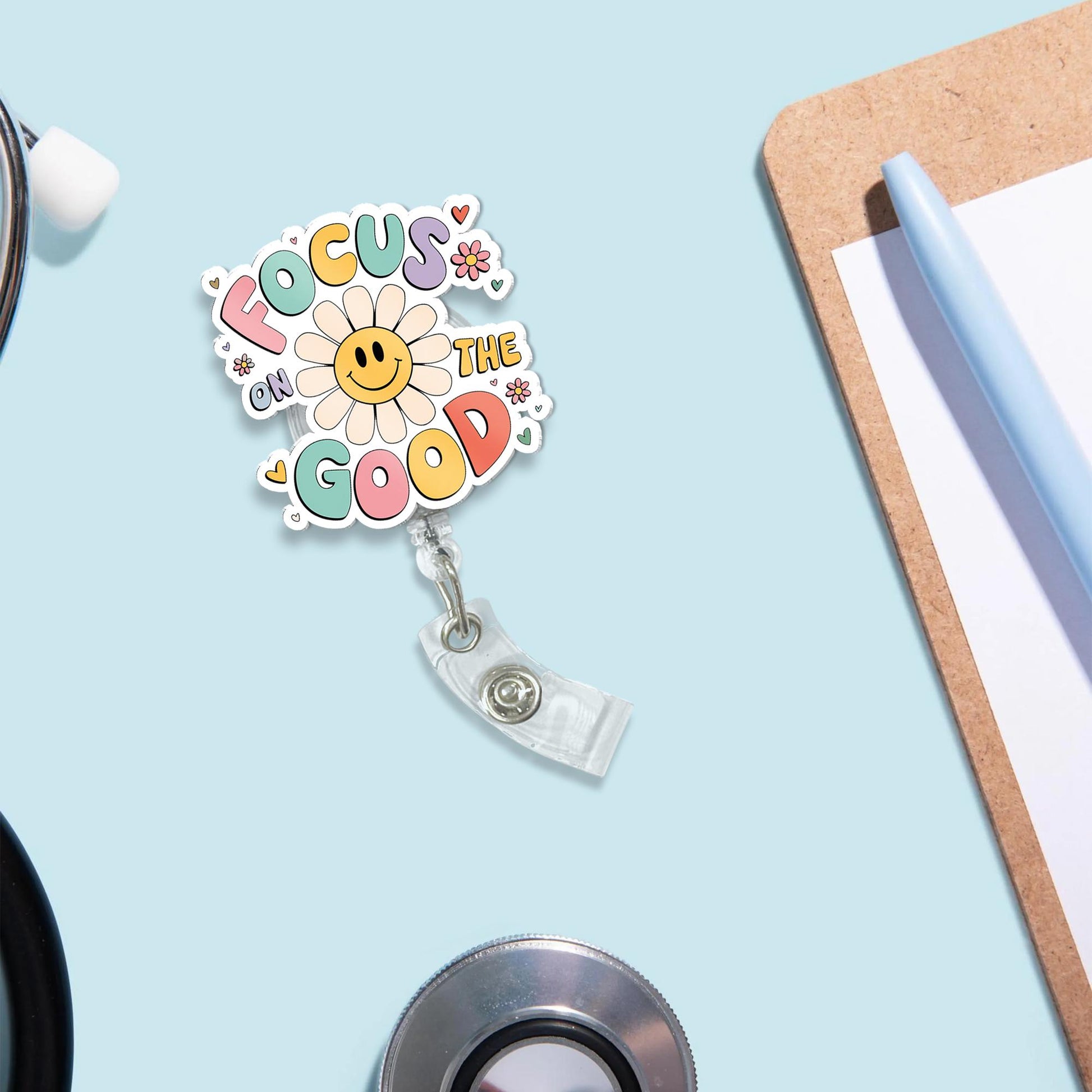 Focus On The Goode Badge Reel, Positivity Badge Reel, Mental Health Badge, RN Nurse Id Holder, inspirational Badge ID holder, Nurse Support