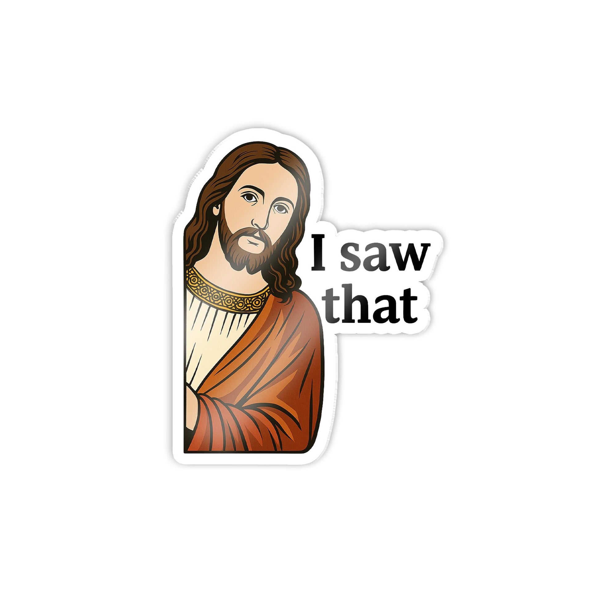 Funny Jesus Fridge Magnet, "I Saw That" Religious Humor Decor, Christian Gag Gift, Faith-Based Sticker Magnet for Kitchen or Office, For Mom