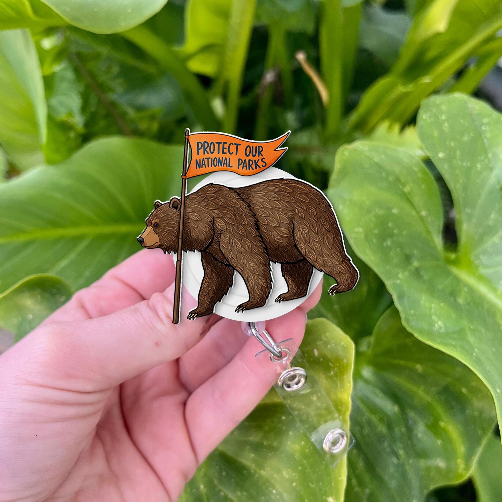 Protect Our National Parks Badge Reel, Bear Badge Reel, Nurse Gift, Gift for Hikers and Campers, National Park Badge Reel, Protect Our Parks