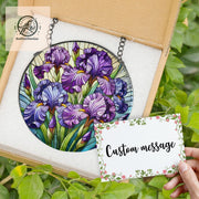Purple Iris GLASS Decor, Mothers Day Gift, Gift For Mom, Mothers Day 2025, Iris Flower Decor,Iris Flower Gift