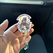 The Horrors Persist But So Do I Raccoon Badge Reel - Funny Vintage Mushroom ID Holder, Cute Gift For Nurse, Teacher, Healthcare Worker