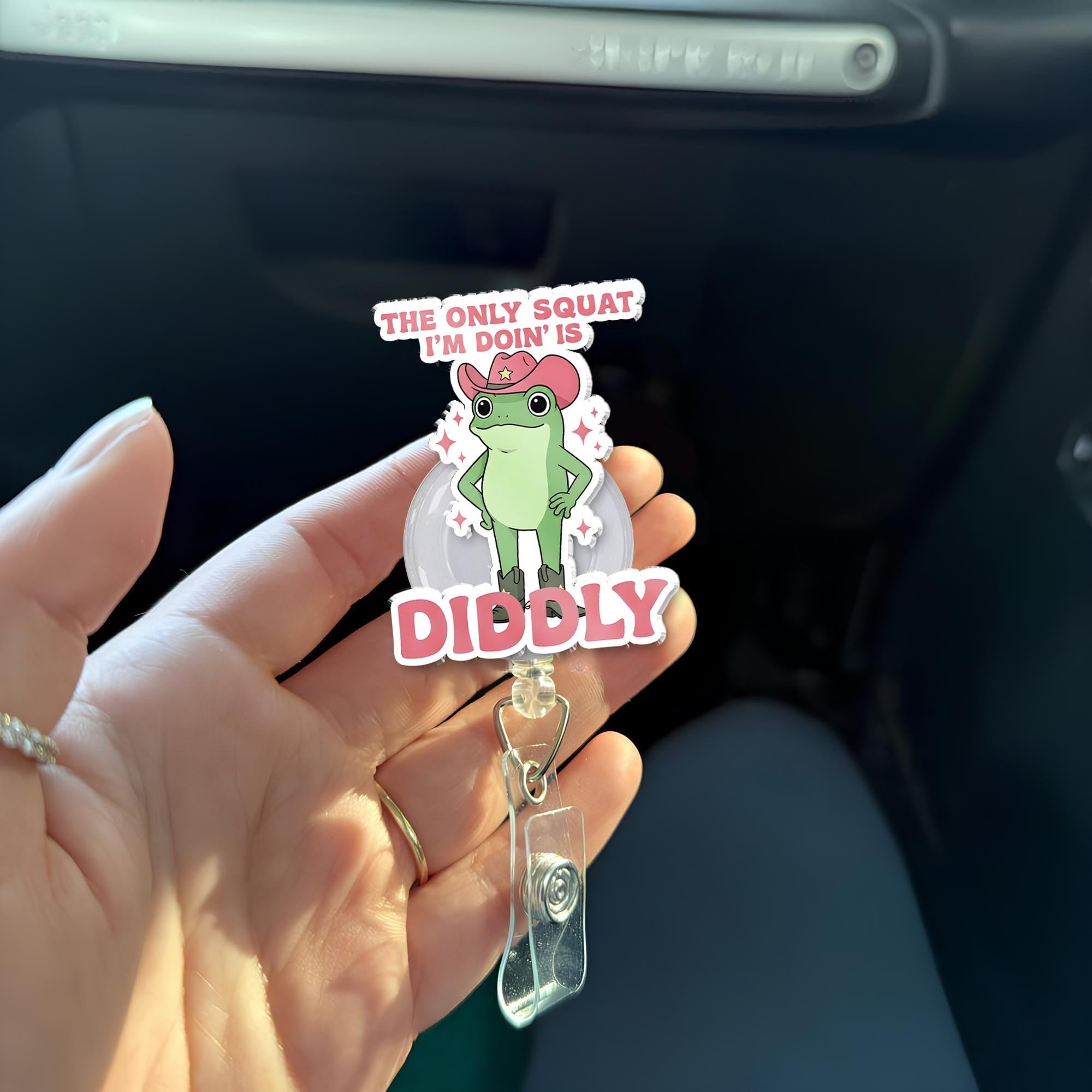 Funny Frog Badge Reel, Cowboy Frog ID Holder, Retractable Badge Clip, Gym Humor Squat Accessory, Humorouse Gift For Nurse, Teacher, Office