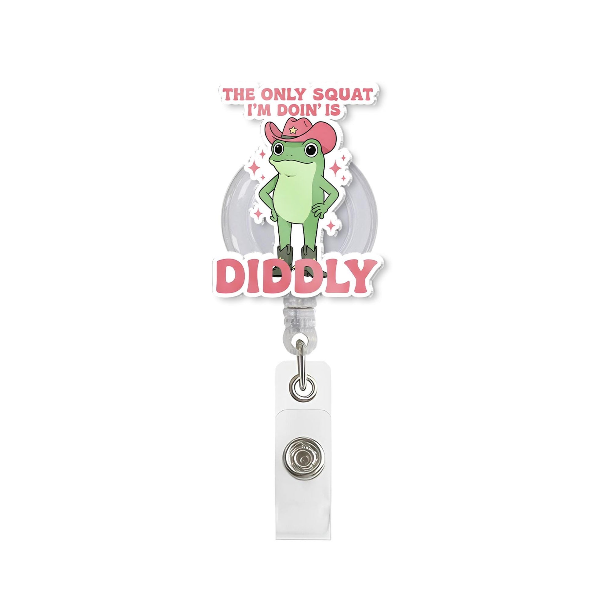 Funny Frog Badge Reel, Cowboy Frog ID Holder, Retractable Badge Clip, Gym Humor Squat Accessory, Humorouse Gift For Nurse, Teacher, Office