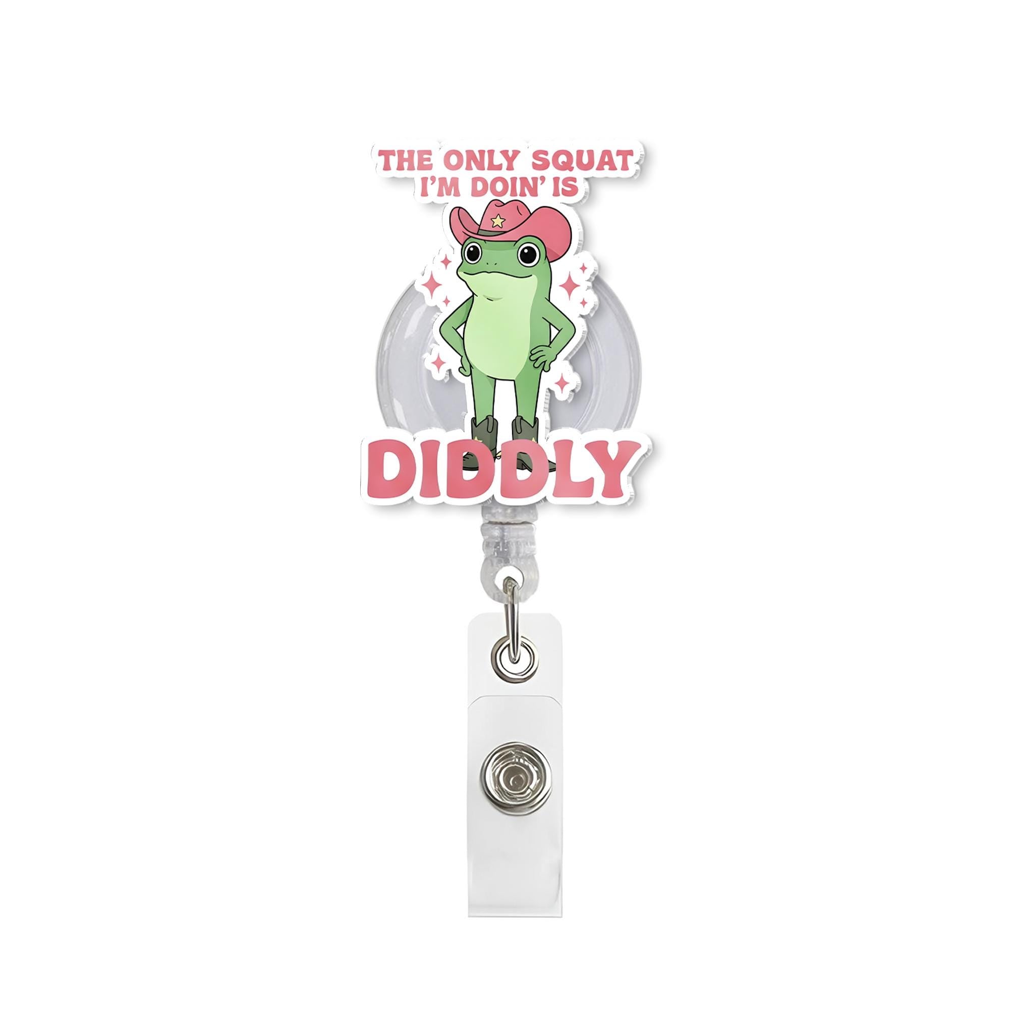 Funny Frog Badge Reel, Cowboy Frog ID Holder, Retractable Badge Clip, Gym Humor Squat Accessory, Humorouse Gift For Nurse, Teacher, Office