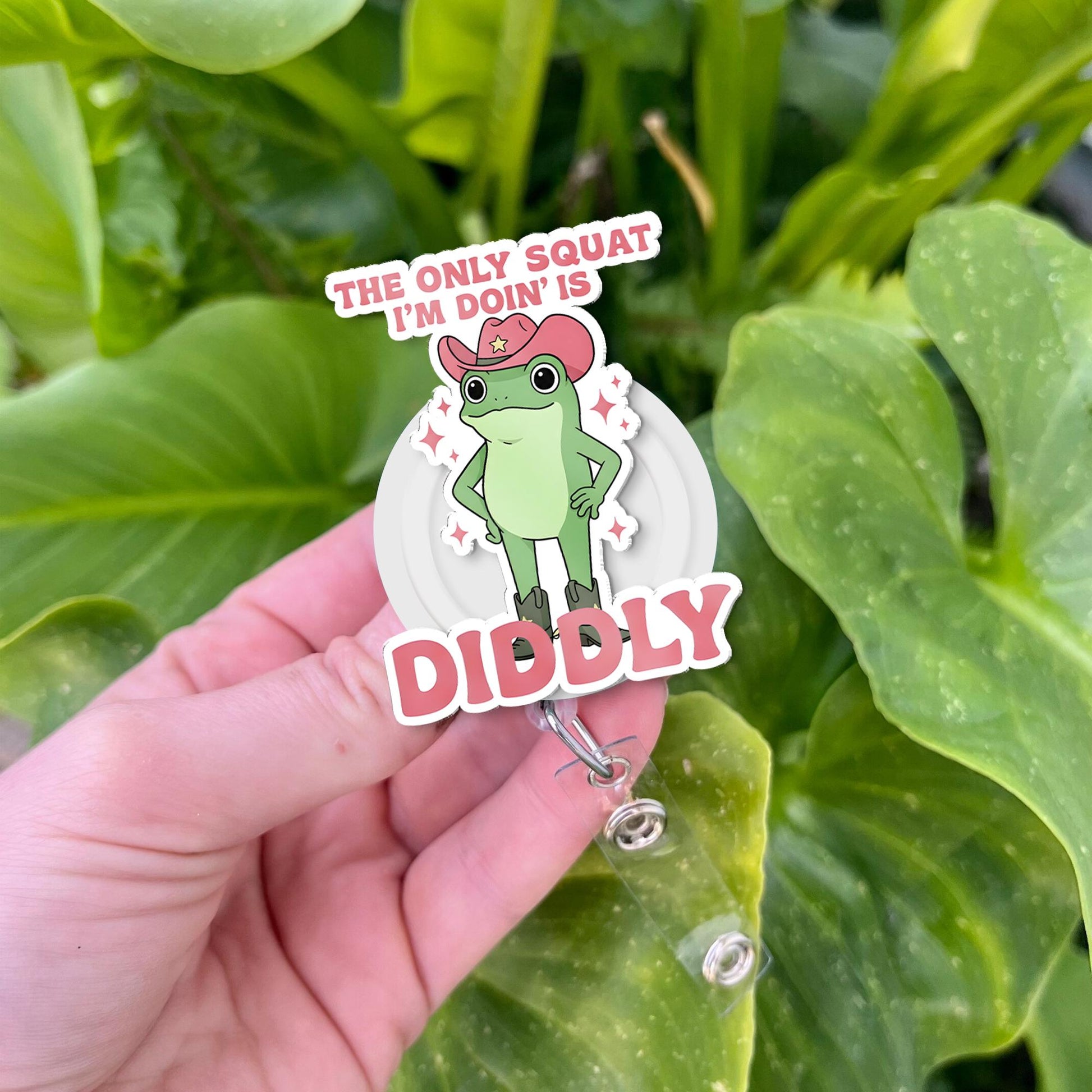 Funny Frog Badge Reel, Cowboy Frog ID Holder, Retractable Badge Clip, Gym Humor Squat Accessory, Humorouse Gift For Nurse, Teacher, Office