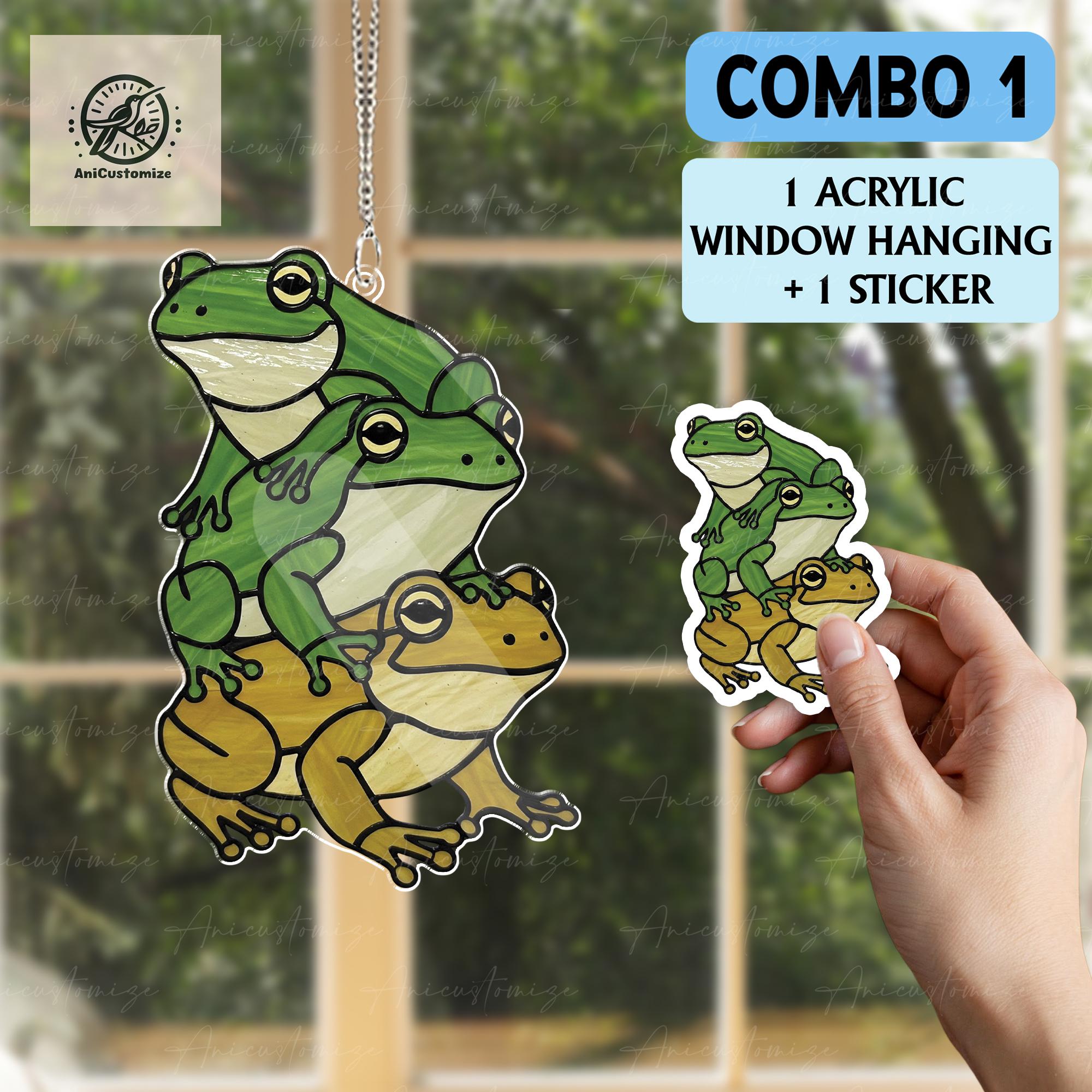 Special Gift Set 2025, Frog Stack ACRYLIC Window Hanging, Cottagecore Window Decor, Frog Lover Decor, Funny Frogs Decor, Home Decoration