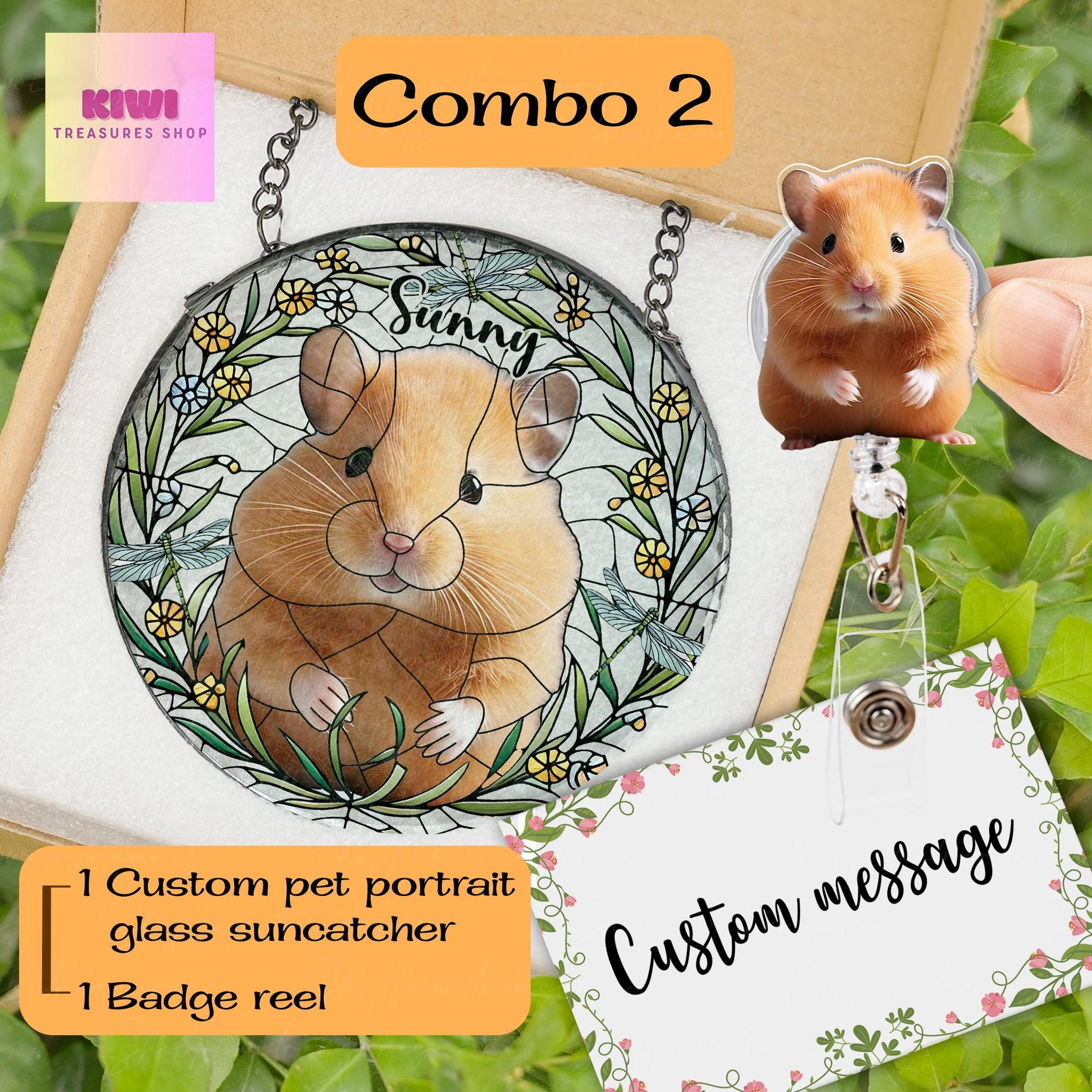 Custom Hamster Portrait Glass Suncatcher, Glass Hamster Memorial, Custom Pet Hamster Portrait from Photo, Sympathy Gift, For Hamster Mom Dad