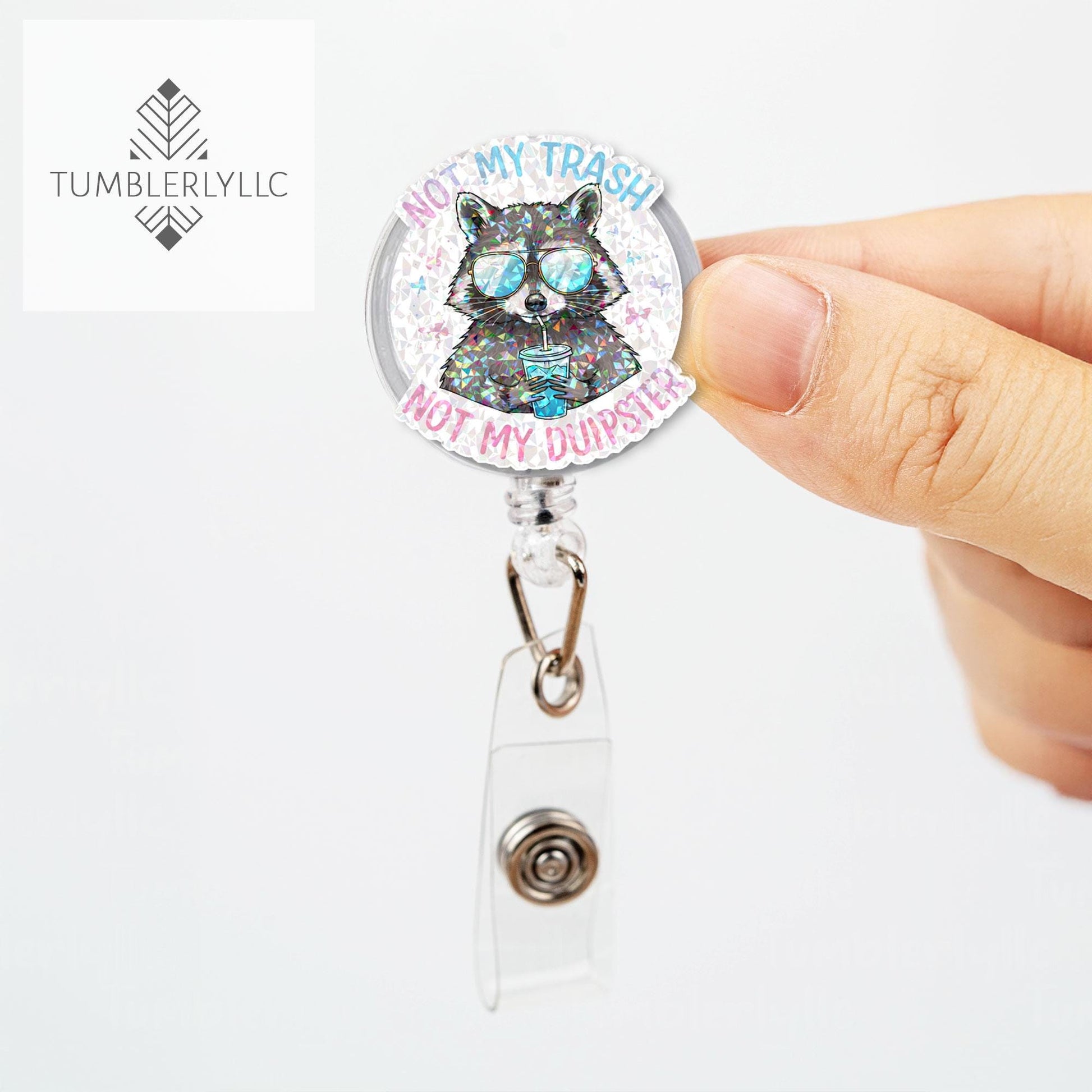 Not my trash not my dumpster  Badge reel, Funny raccoon nurse ID holder for nurse gifts and fun accessories, trash panda meme