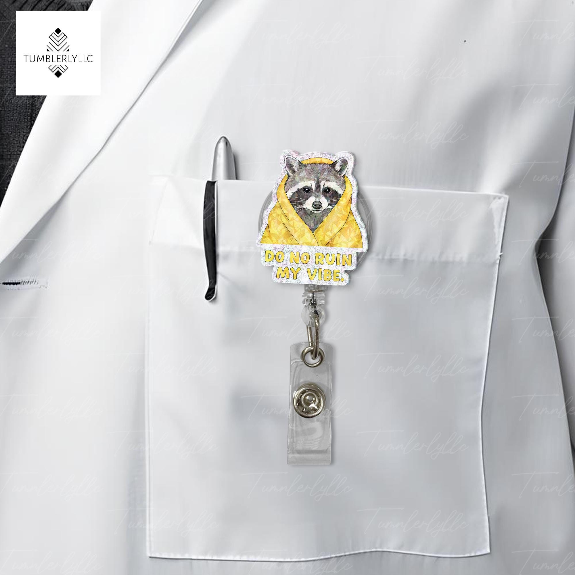 Do not ruin my vibe Badge reel, Funny raccoon nurse ID holder for nurse gifts and fun accessories, trash panda meme, nurse teacher gift