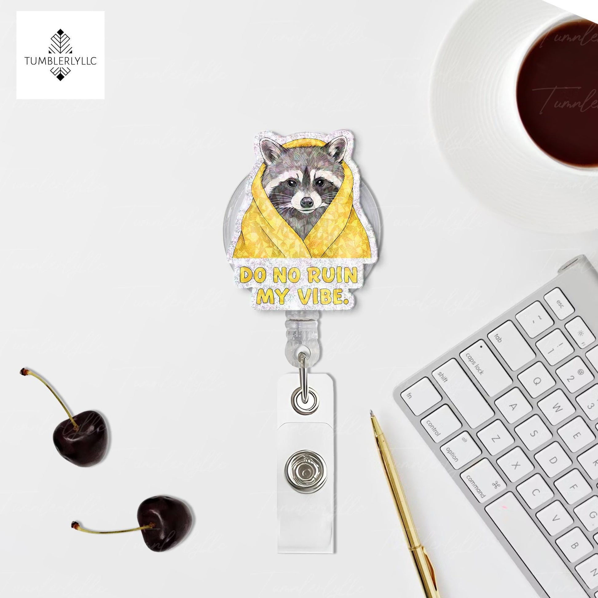 Do not ruin my vibe Badge reel, Funny raccoon nurse ID holder for nurse gifts and fun accessories, trash panda meme, nurse teacher gift