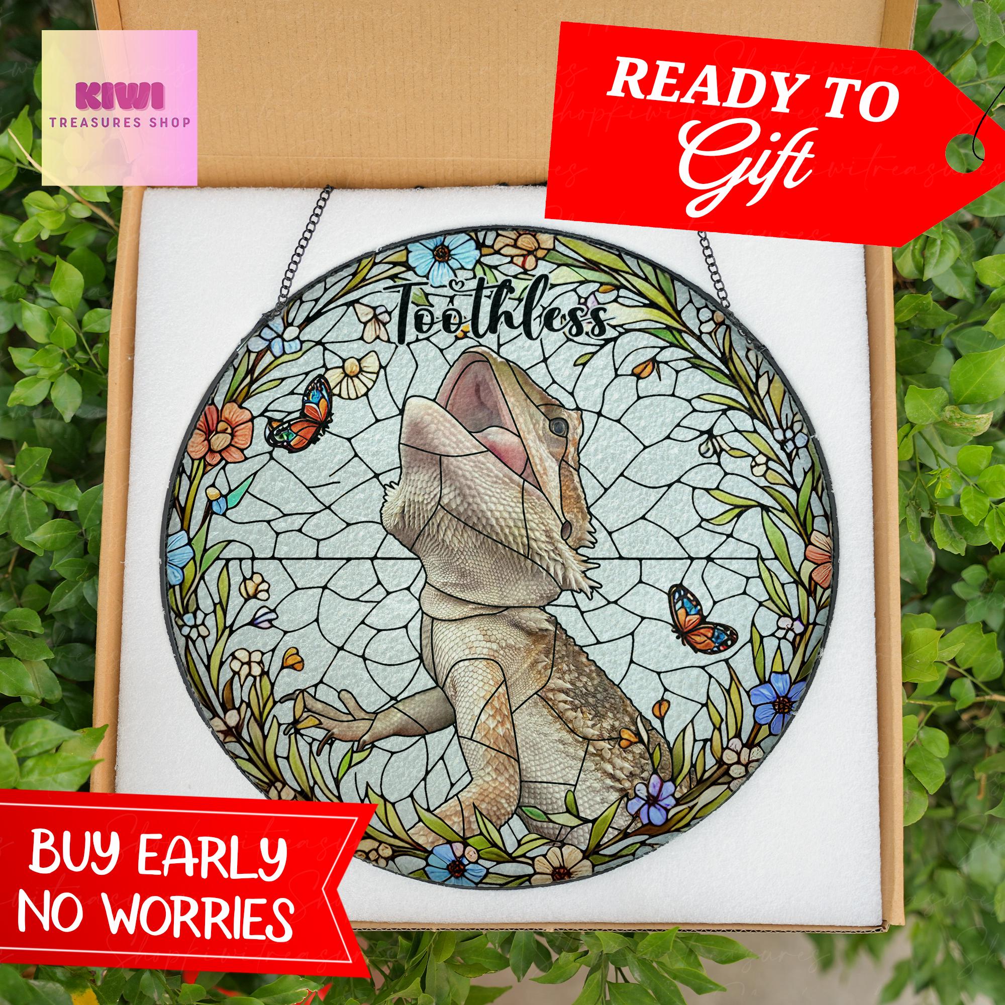 Mother's day special gift set 2025-Custom Bearded Dragon Portrait Glass Suncatcher, Pet Photo Lizard GLASS Suncatc, Reptile Gifts,pet Gift,