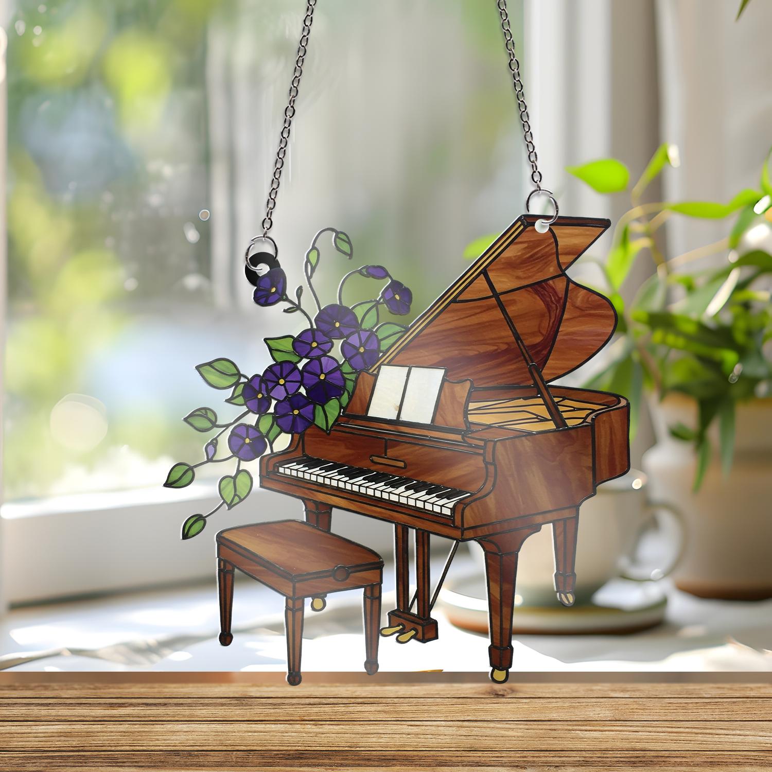 Music Teacher Piano ACRYLIC Window Hanging, Custom Gift for Piano Lovers, Teacher Appreciation Music Window Hanging, Music Lover Ornament