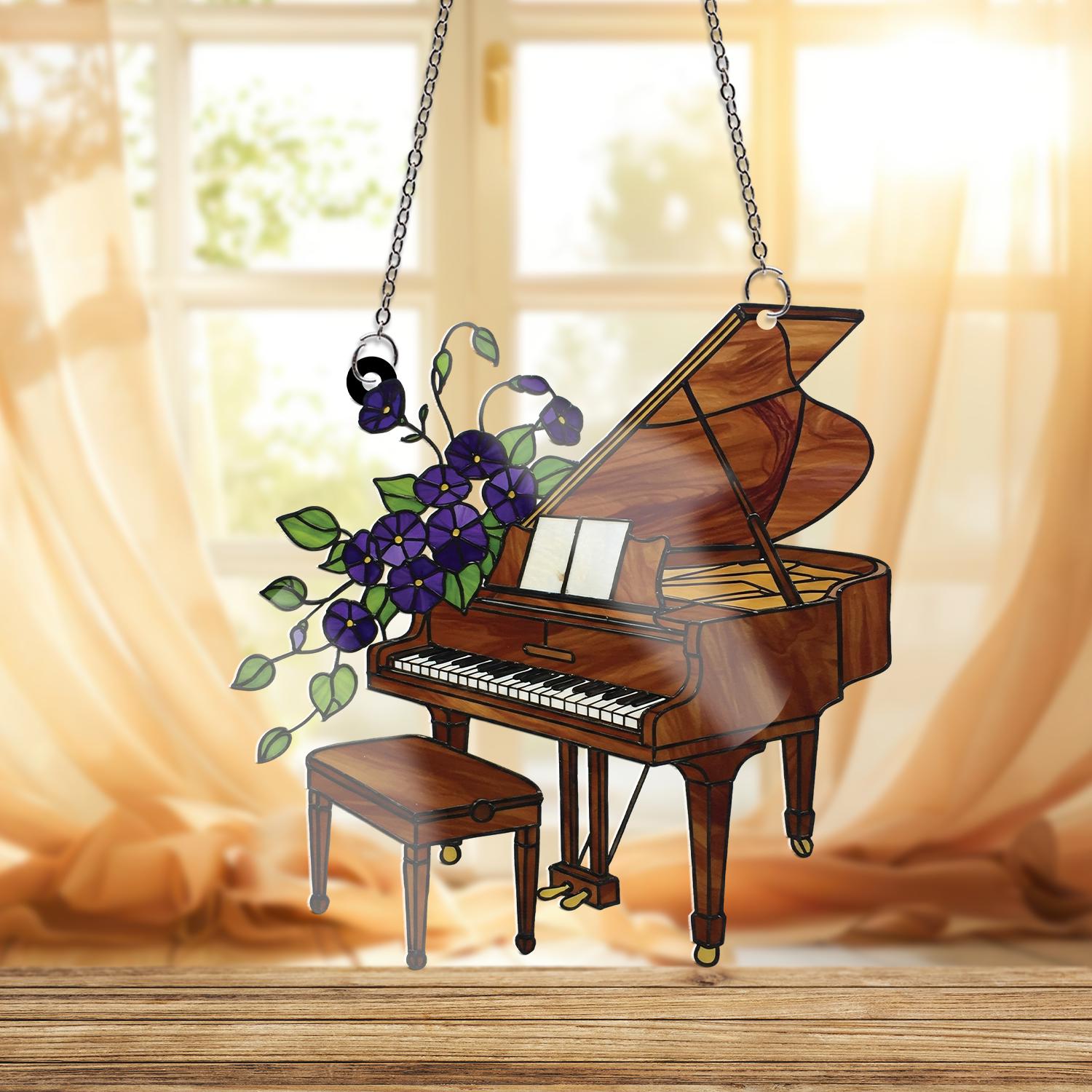 Music Teacher Piano ACRYLIC Window Hanging, Custom Gift for Piano Lovers, Teacher Appreciation Music Window Hanging, Music Lover Ornament