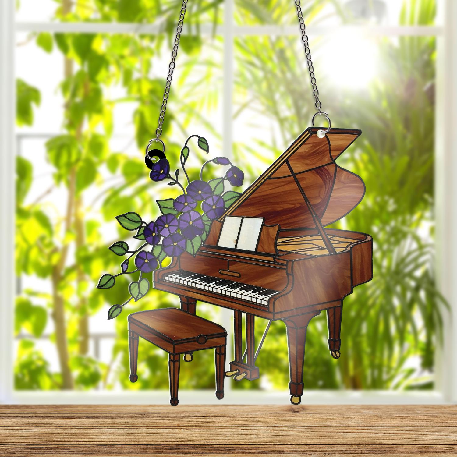 Music Teacher Piano ACRYLIC Window Hanging, Custom Gift for Piano Lovers, Teacher Appreciation Music Window Hanging, Music Lover Ornament