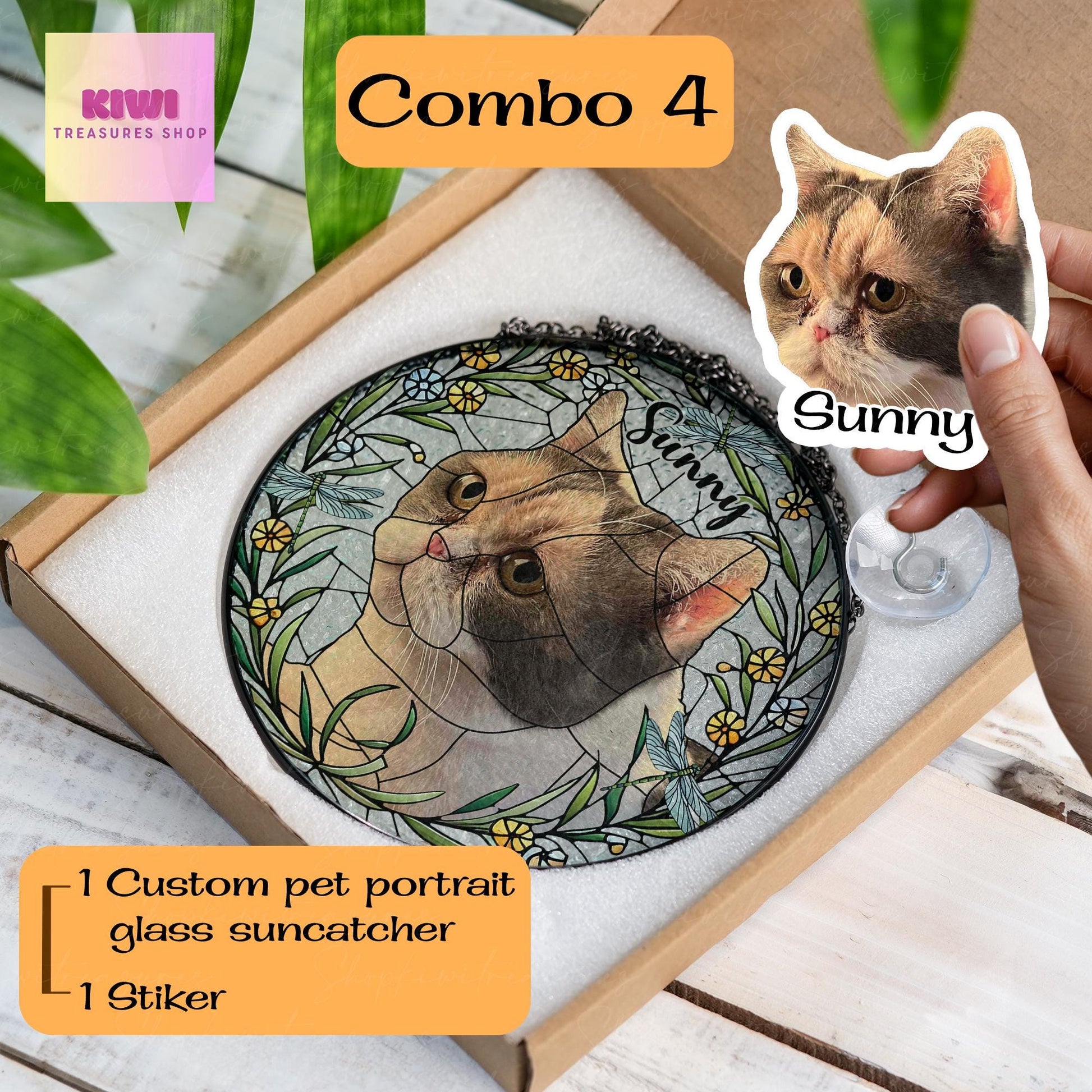 Custom Cat Portrait Glass Suncatcher, Glass Cat Memorial, Custom Cat Portrait from Photo, Sympathy Gifts, glass Cat, MOTHER'S DAY gift 2025
