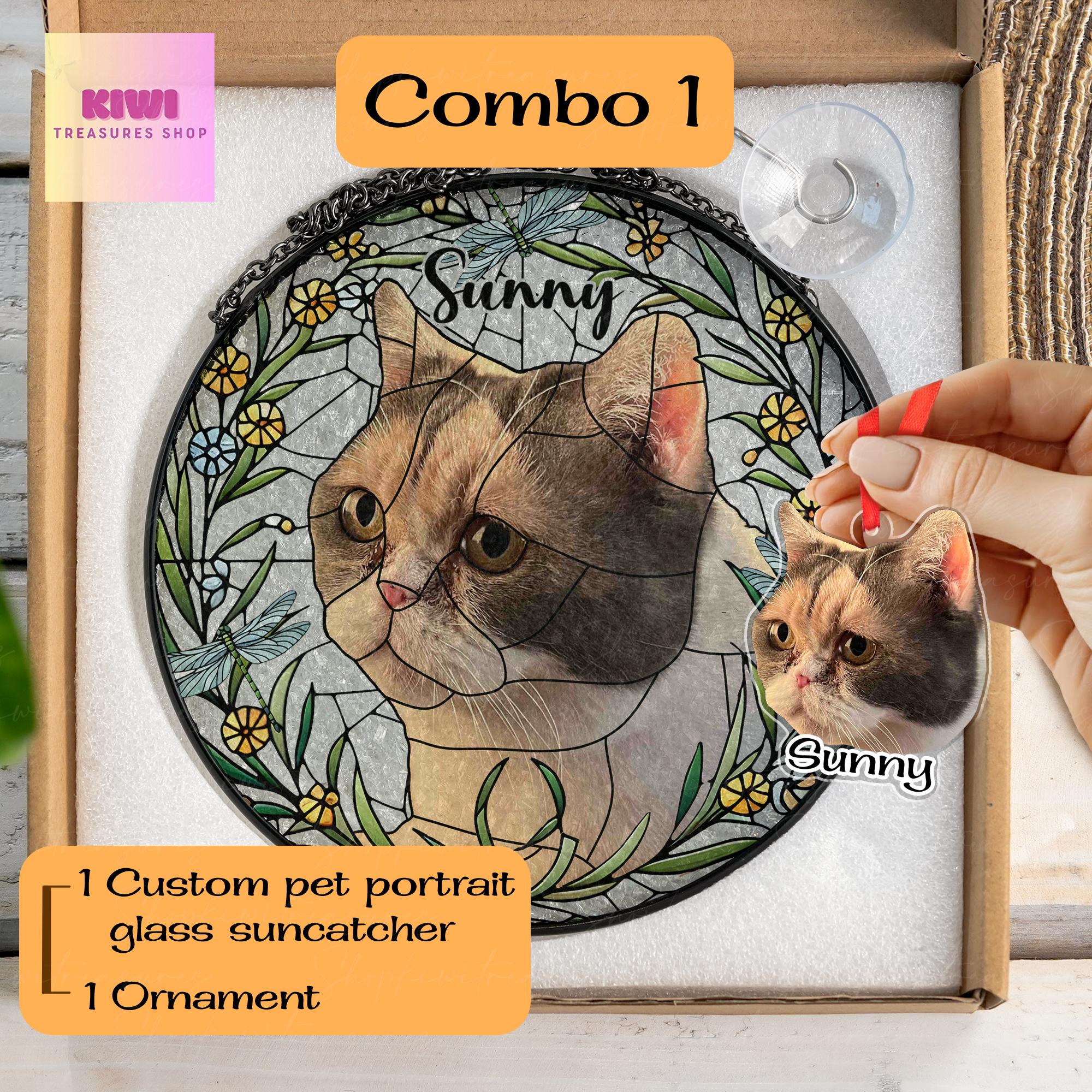 Custom Cat Portrait Glass Suncatcher, Glass Cat Memorial, Custom Cat Portrait from Photo, Sympathy Gifts, glass Cat, MOTHER'S DAY gift 2025
