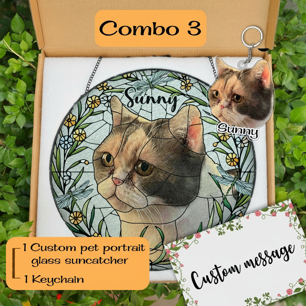 Custom Cat Portrait Glass Suncatcher, Glass Cat Memorial, Custom Cat Portrait from Photo, Sympathy Gifts, glass Cat, MOTHER'S DAY gift 2025