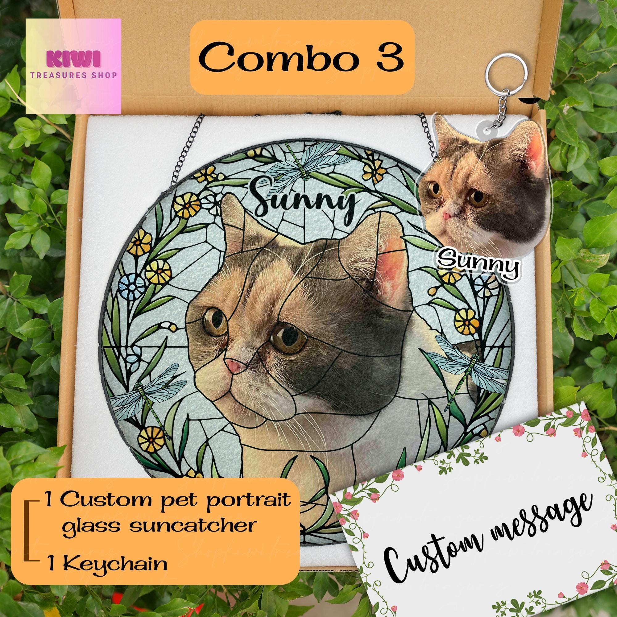 Custom Cat Portrait Glass Suncatcher, Glass Cat Memorial, Custom Cat Portrait from Photo, Sympathy Gifts, glass Cat, MOTHER'S DAY gift 2025