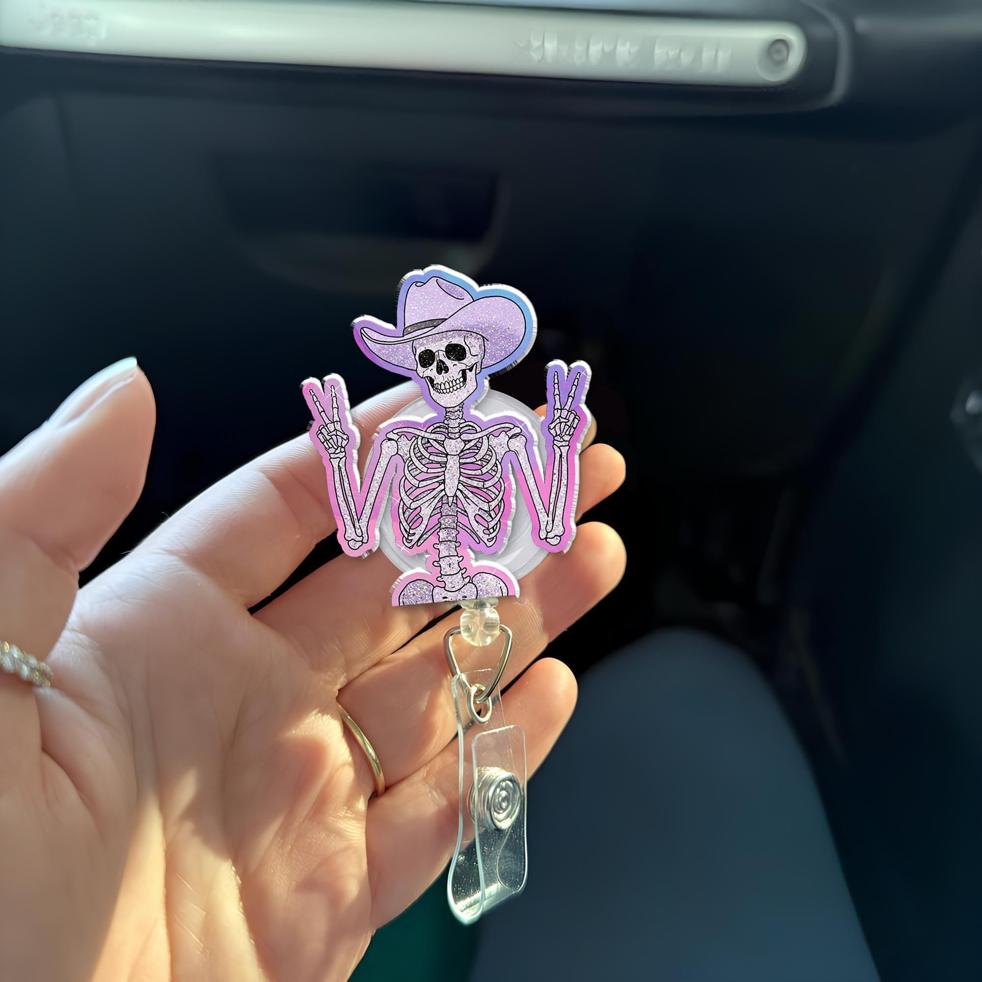 Skeleton Cowboy Badge Reel, Funny Badge Reel, RN Id Holder, Nurse Badge Reel, Howdy Badge Reel, Cute Cowboy Skeleton Badge Reel, Nurse Gift