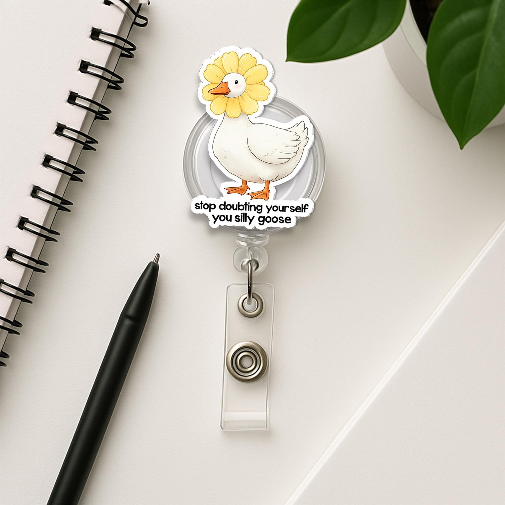 Silly Goose Badge Reel, Stop Doubting Yourself ID Holder, Funny Nurse Clip, Motivational Work Badge, Cute Office Gift